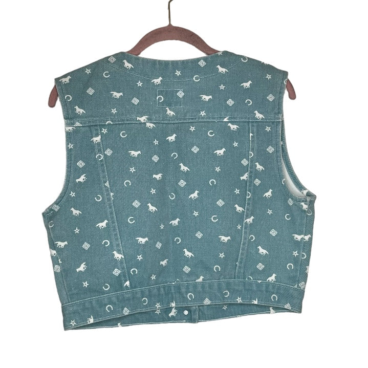 Sleeveless Denim Jacket Vest Cowgirl Cropped Blue By Roper - Image 5