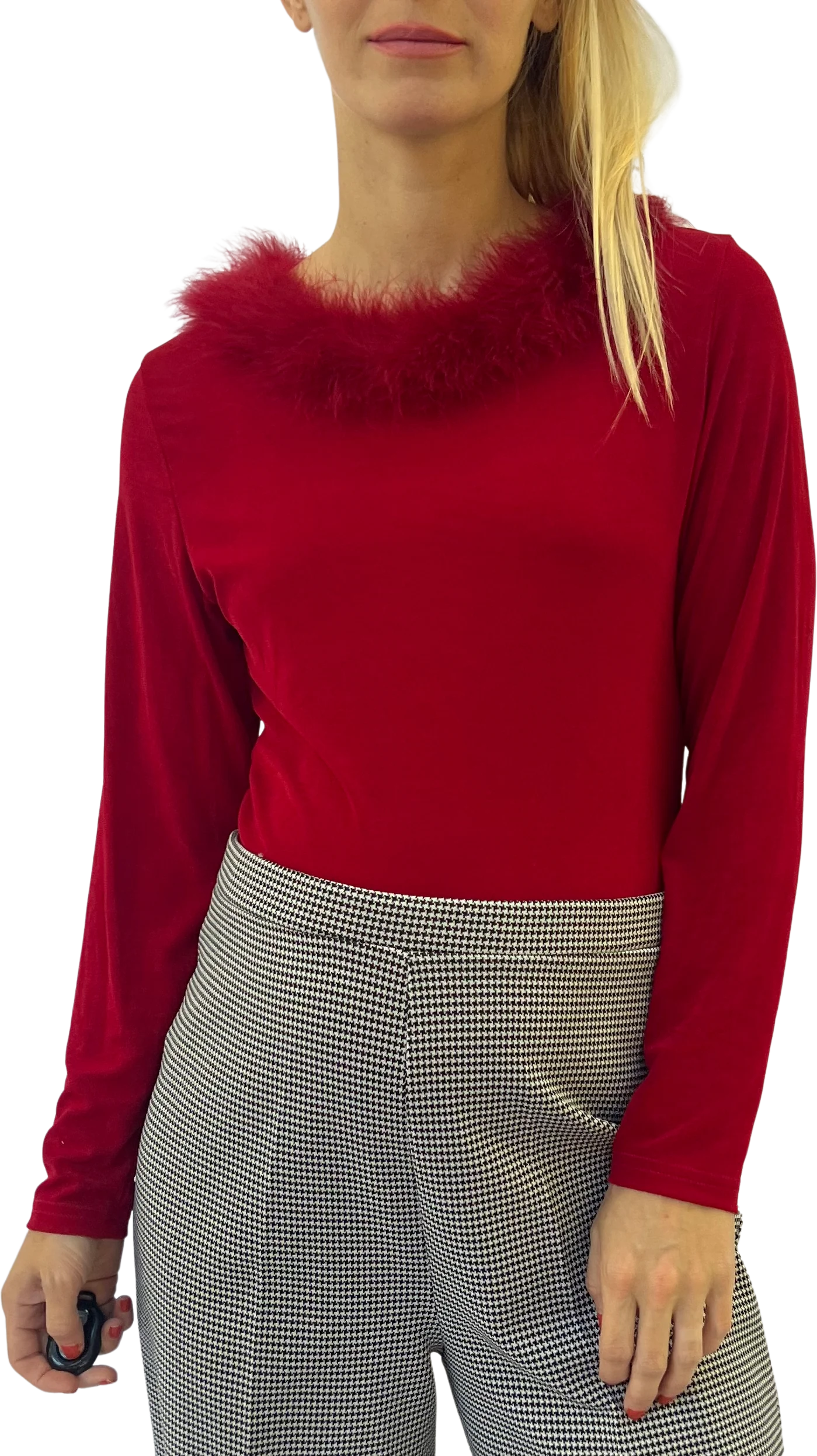 Slinky Red Feather Top