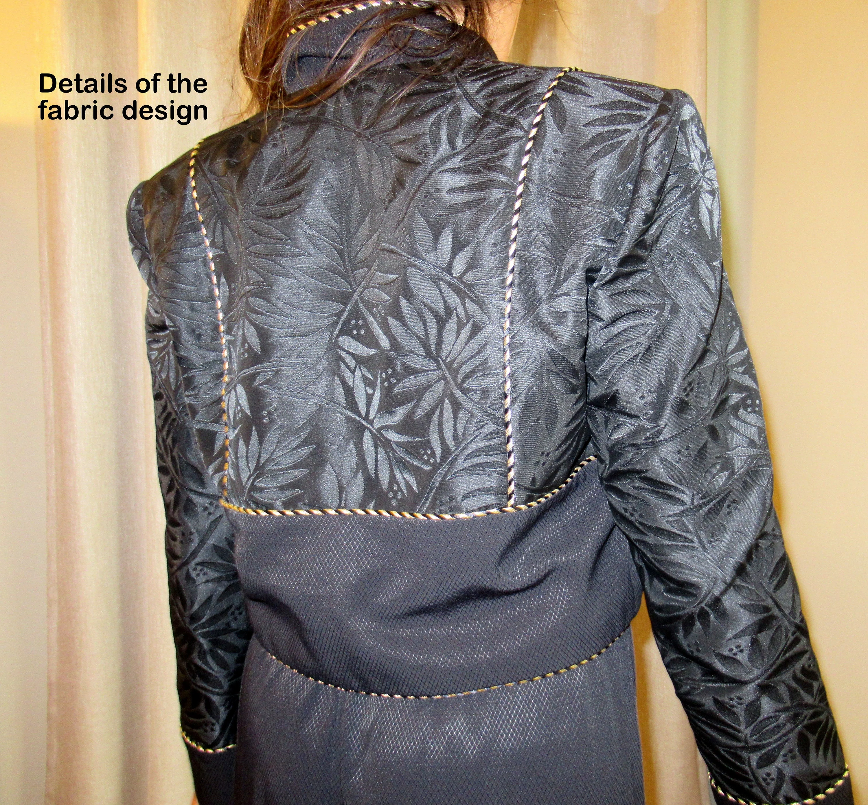 Sm Jacket and Palazzo Night Lights Black Gold Length Blazer High Pants Acetate Rayon by Michael Calderon For Night Lights - Image 4