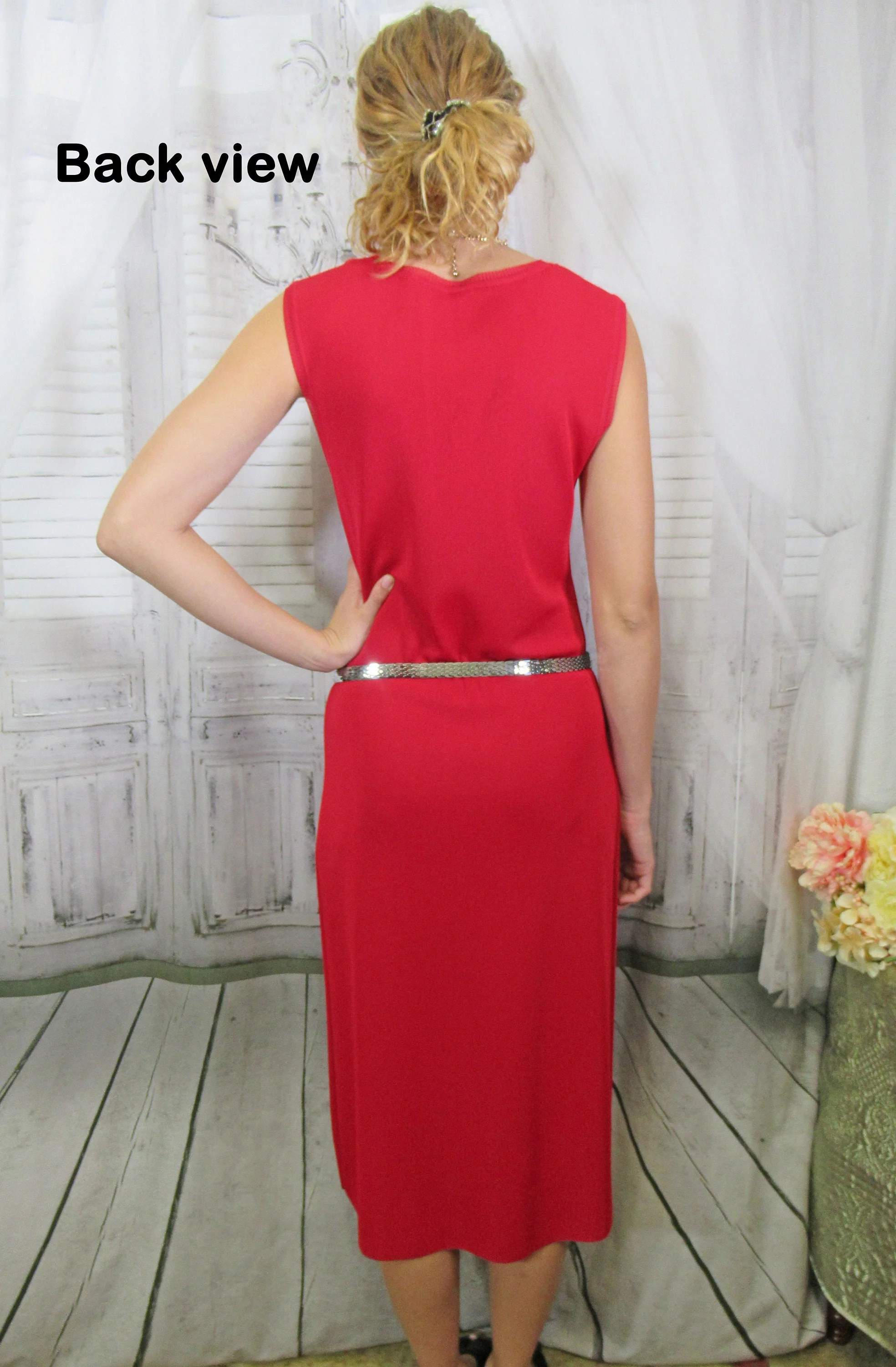 Sm Knit Dress Piazza Duomo Exclusively for Rinascente Bright Red Sleeveless Slim Pullover Vintage by Piazza Duomo - Image 10