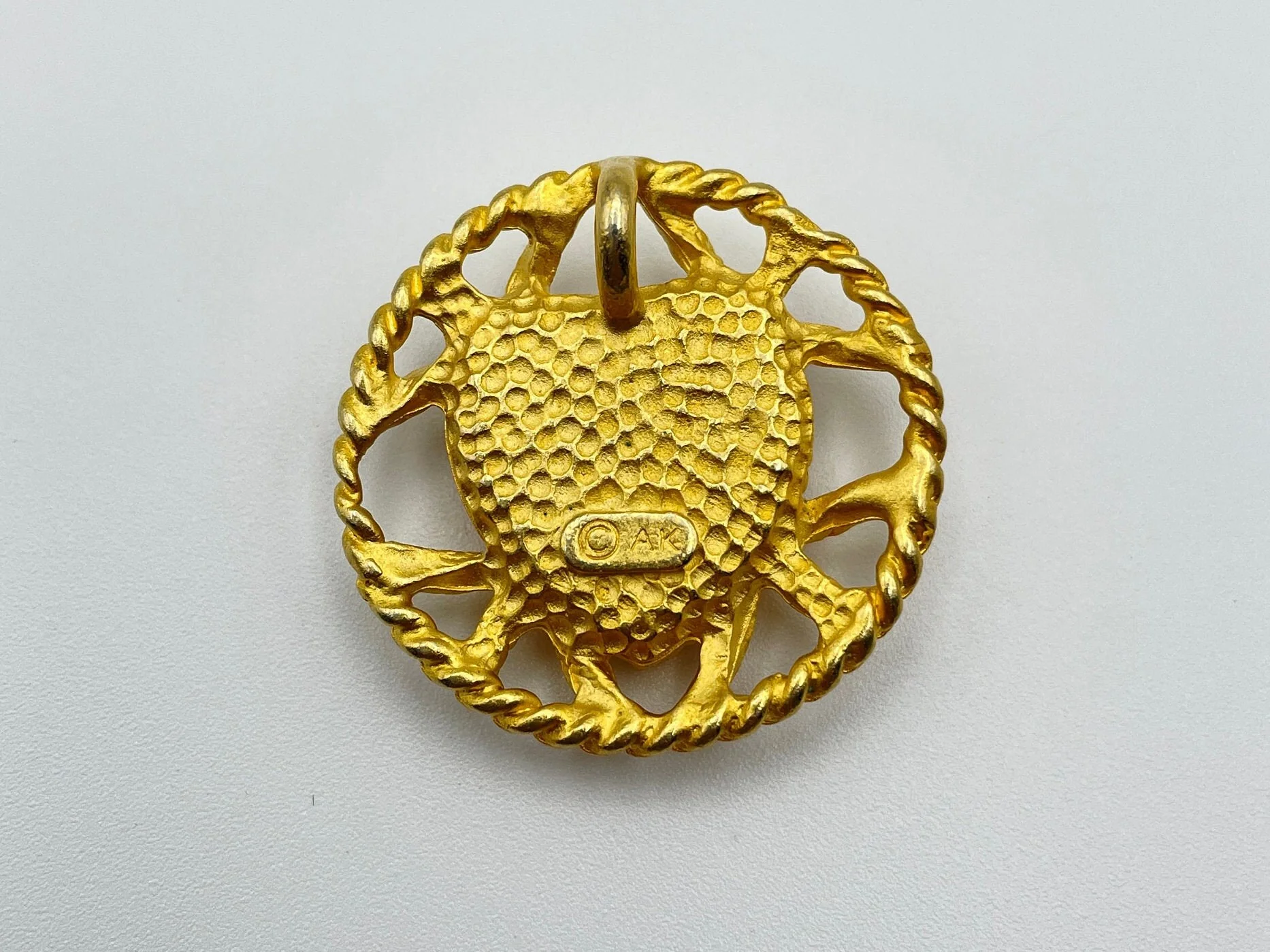 Small Amber Lucite Jelly Belly Heart Pendant Signed Vintage by Anne Klein - Image 2