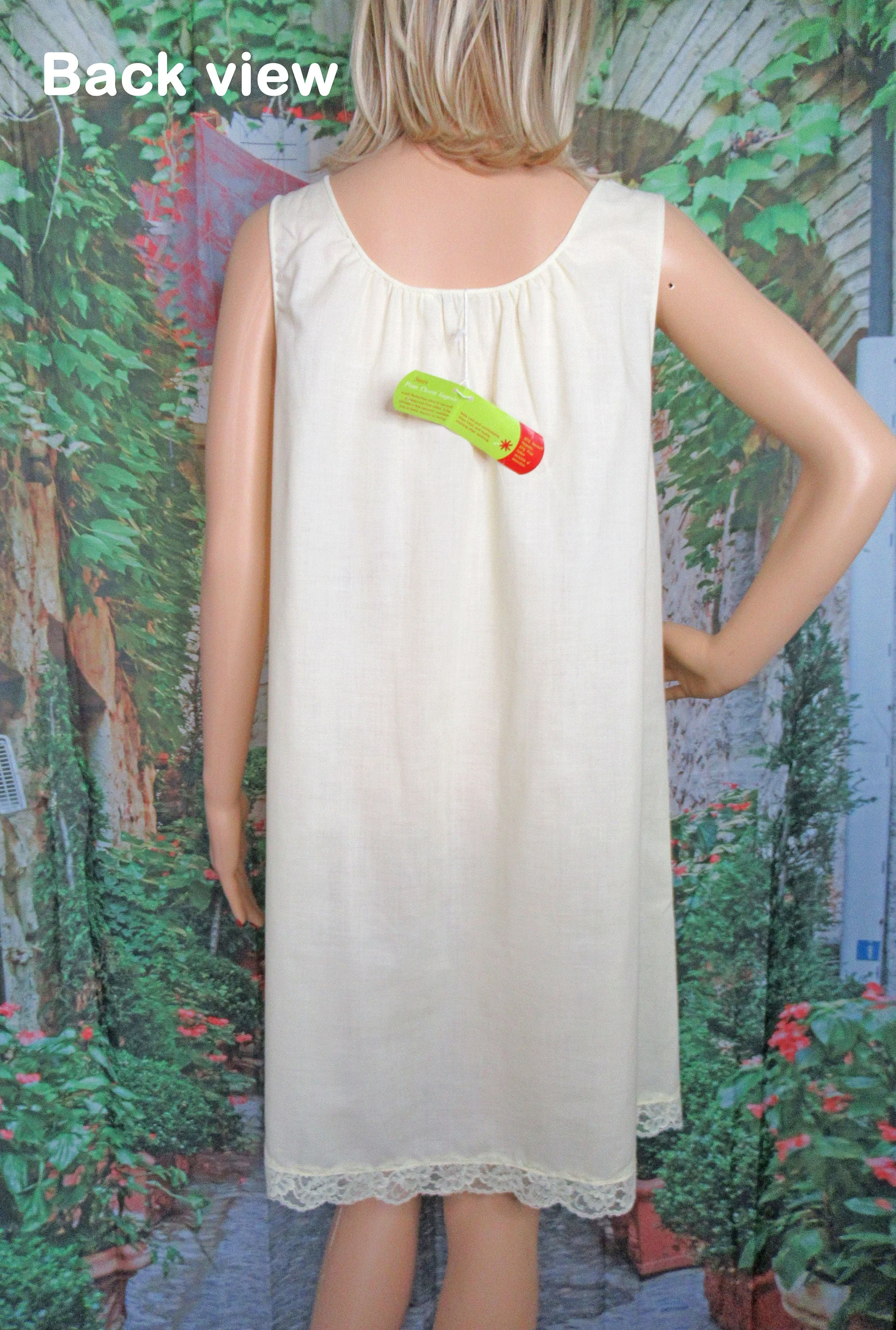 Small Cotton Nightgown with Lace Sears Perma Press Pima Charm Polyester and Pima Cotton Fabric Vintage Original Tag - Image 2