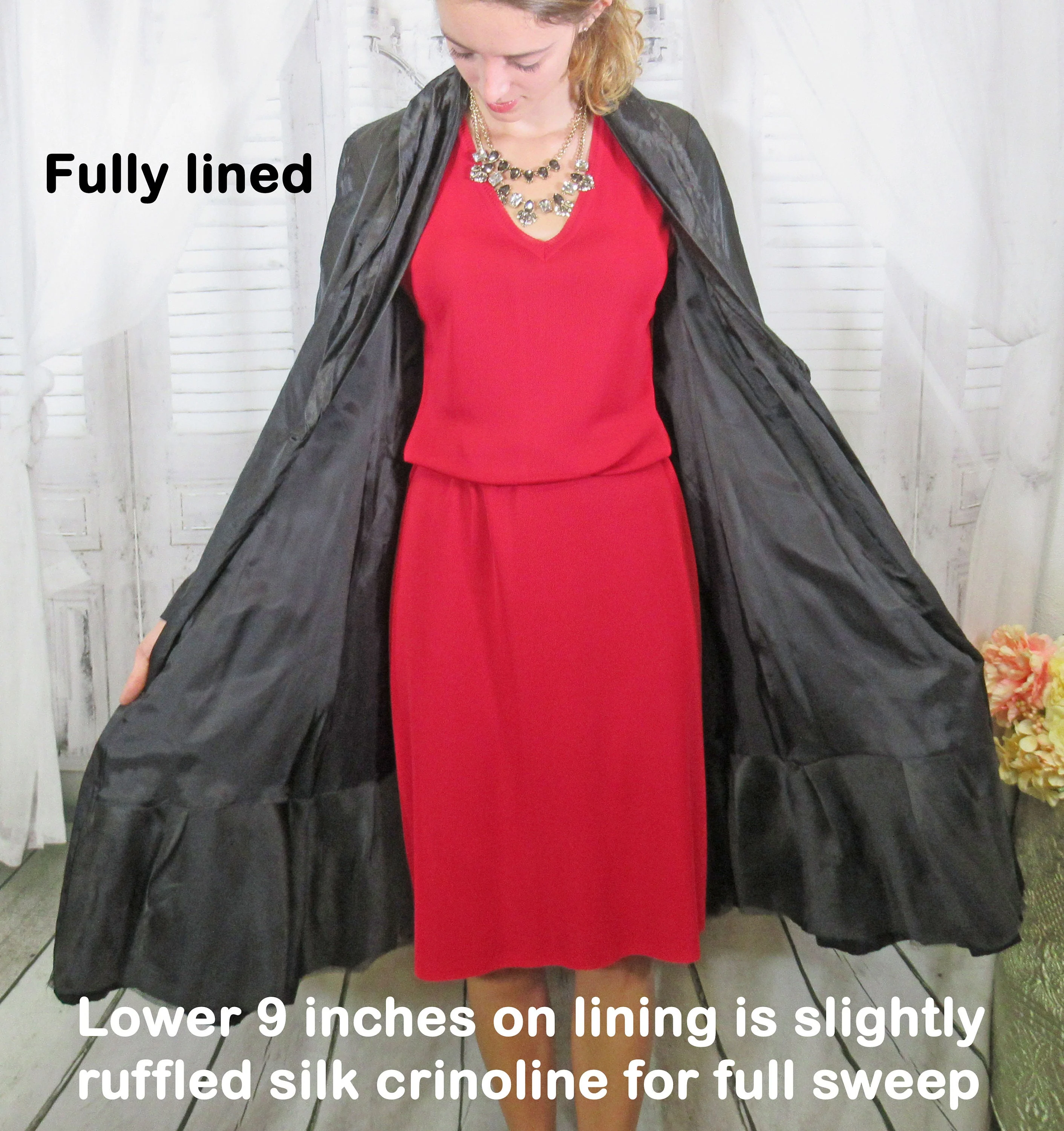 Small Eileen Fisher Coat Black Knee Length Shawl Collar Steel Satin Fully Lined 1 Front Button Day To Evening by Eileen Fisher - Image 6