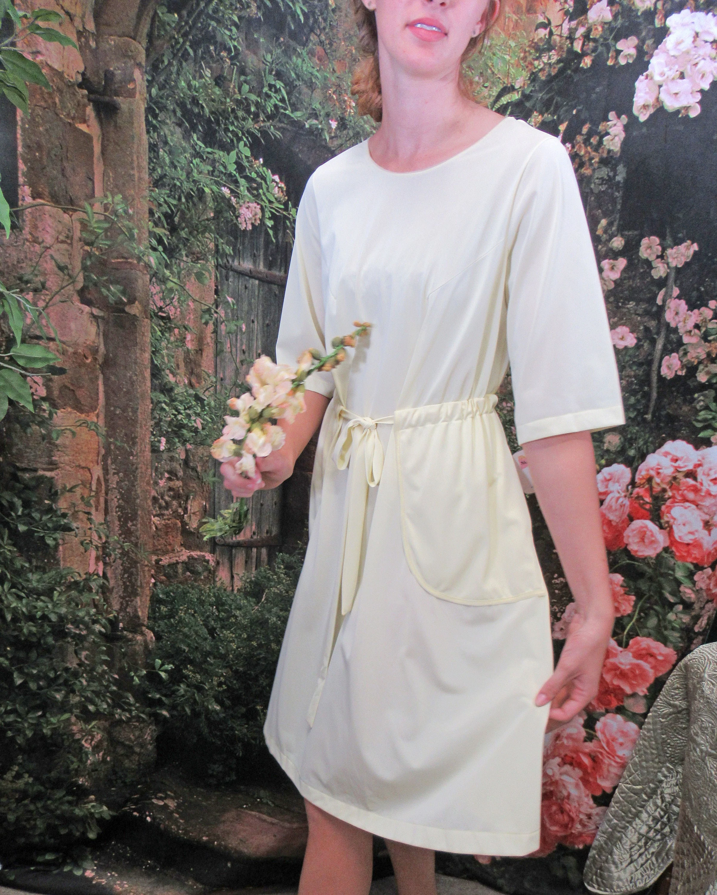 Small Shadowline Nightgown House Dress W Original Yellow Nylon by Shadowline - Image 5