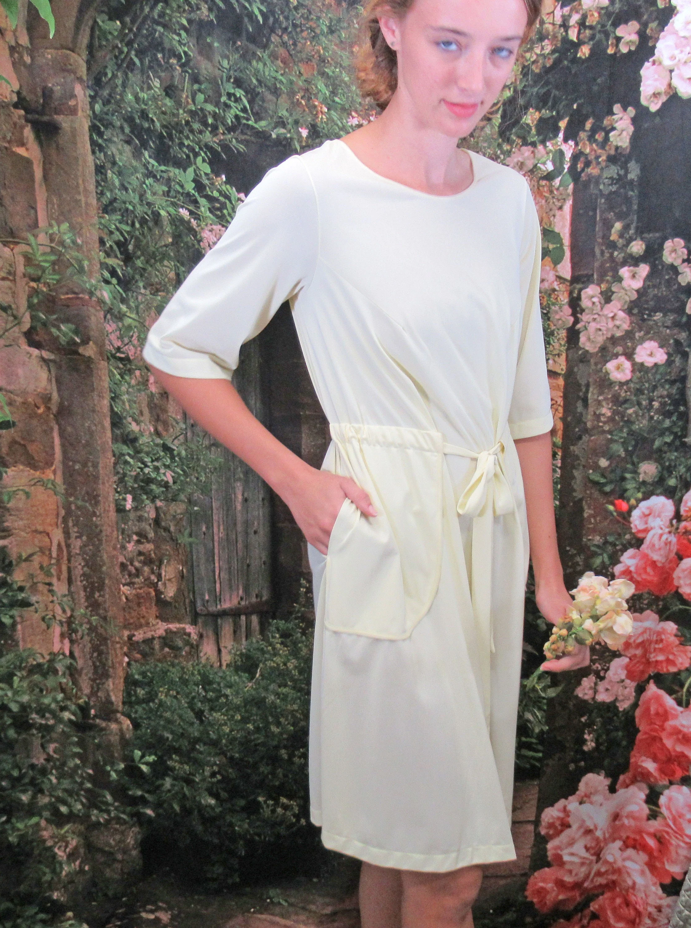 Small Shadowline Nightgown House Dress W Original Yellow Nylon by Shadowline - Image 9