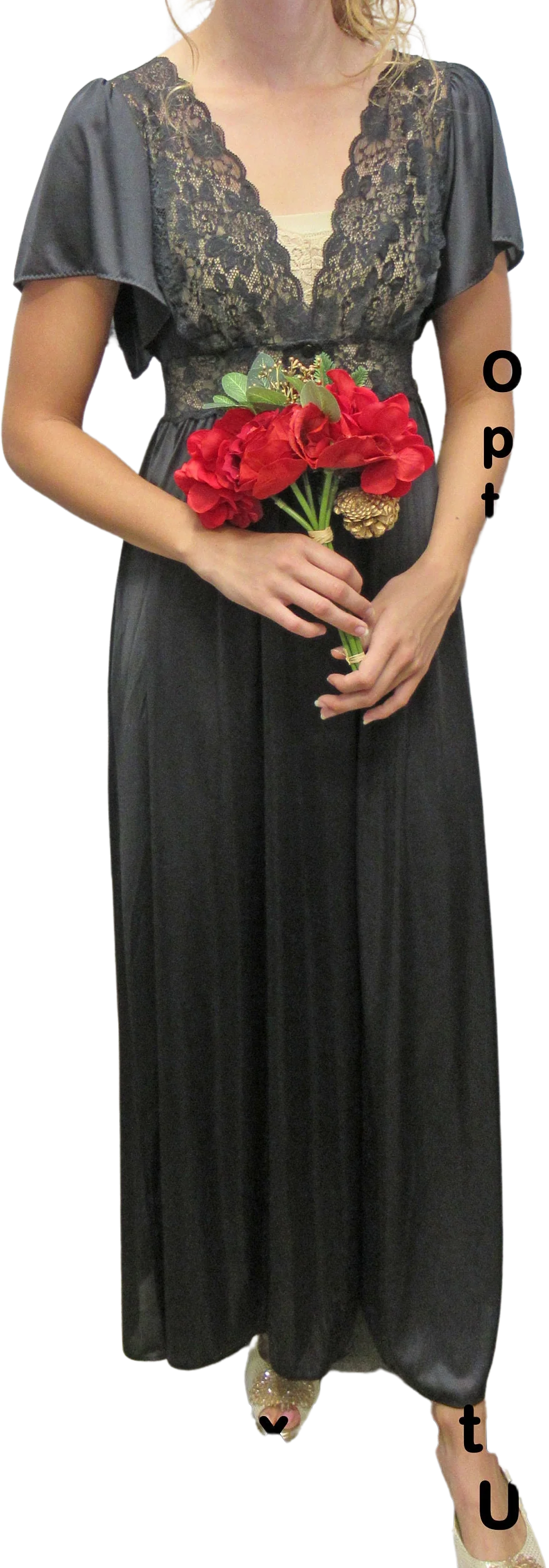 Small Shadowline Robe Never Worn Open Front Style Negligee Nylonspandex Mix Lace Trim Bodice by Shadowline - Image 2