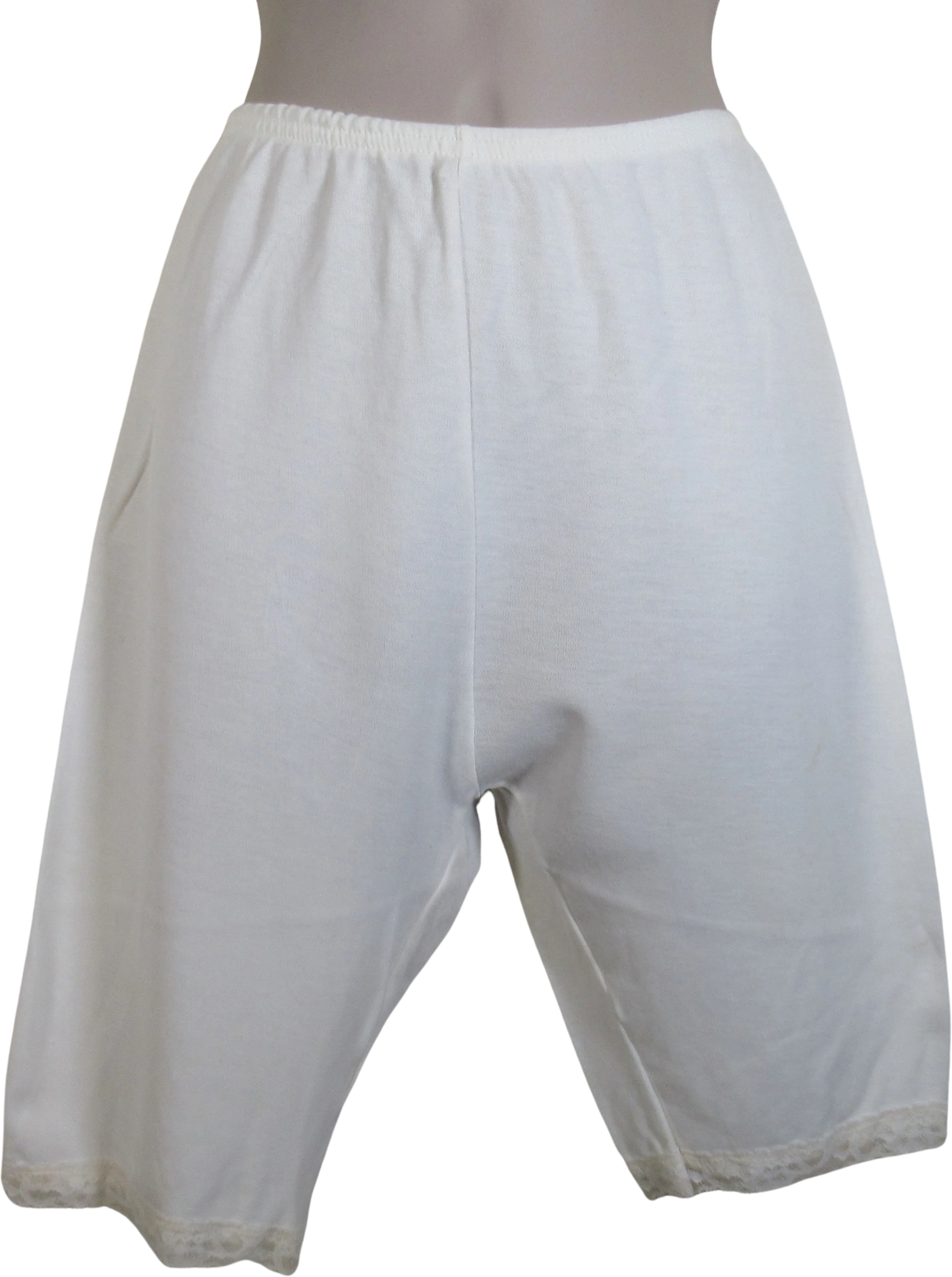 Small Short Pants Cuddl Duds White All White with Lace Trimcuffs Cotton and Nylon Vintage Winter Weather Comfort by Cuddl Duds