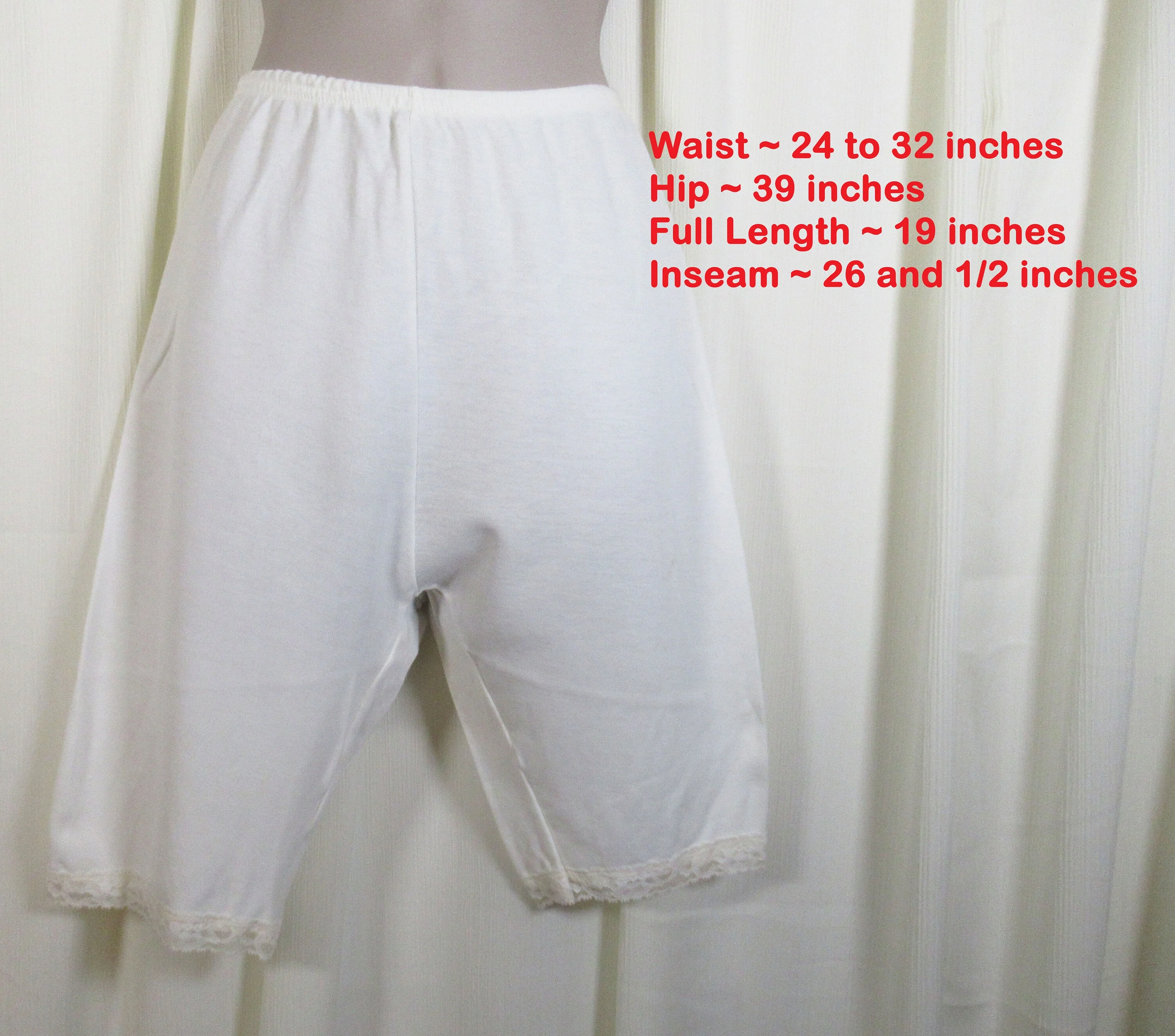 Small Short Pants Cuddl Duds White All White with Lace Trimcuffs Cotton and Nylon Vintage Winter Weather Comfort by Cuddl Duds - Image 2