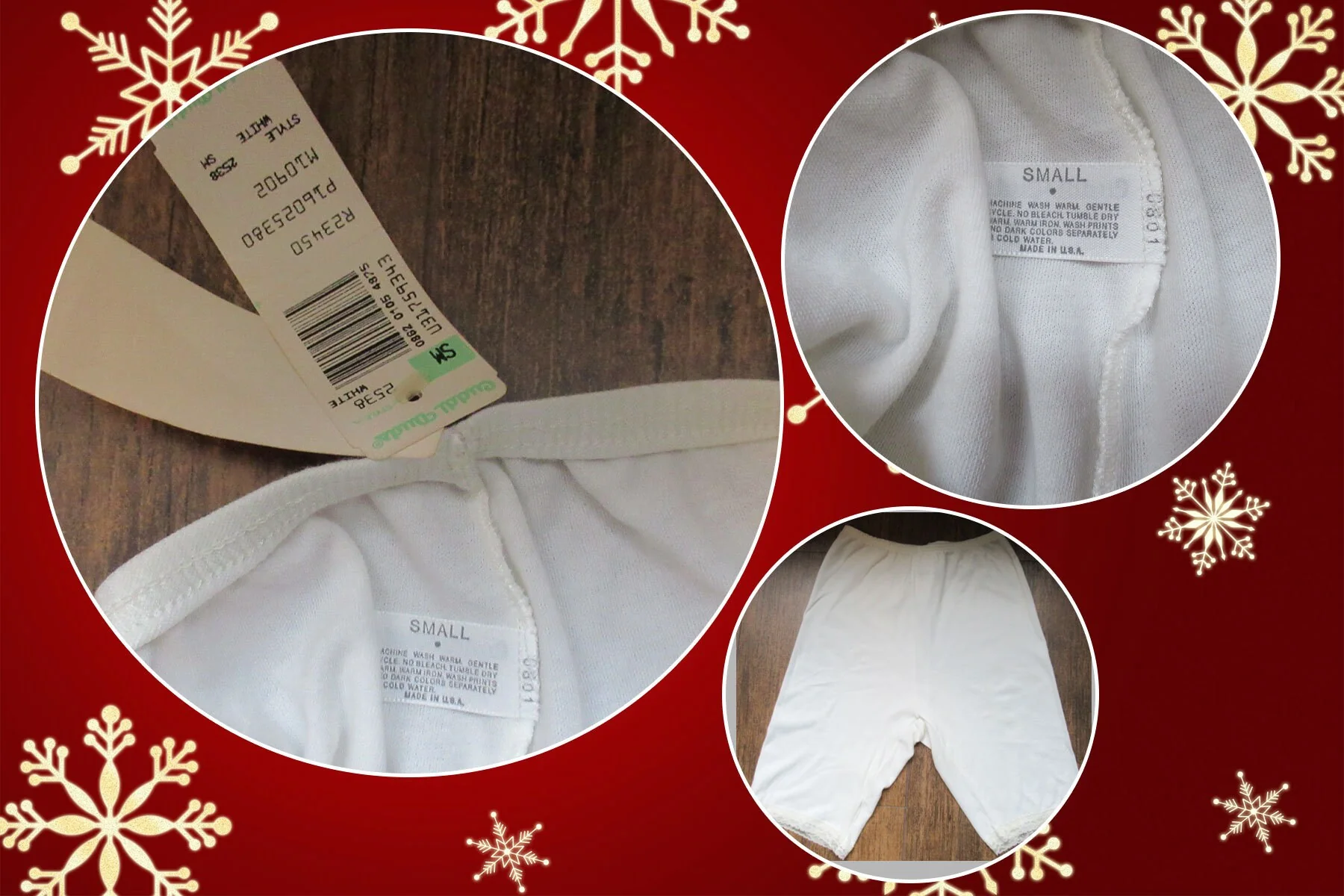Small Short Pants Cuddl Duds White All White with Lace Trimcuffs Cotton and Nylon Vintage Winter Weather Comfort by Cuddl Duds - Image 6