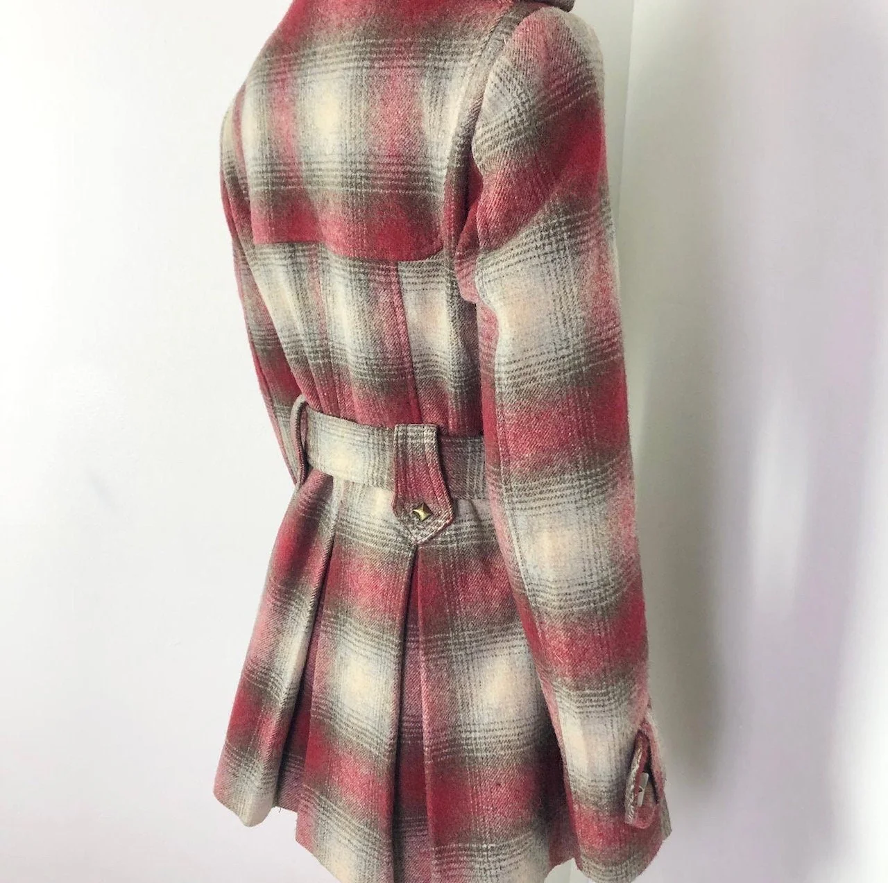 Small To Medium Late 90s Plaid Wool Blend Swing Coat by Miss Sixty - Image 8