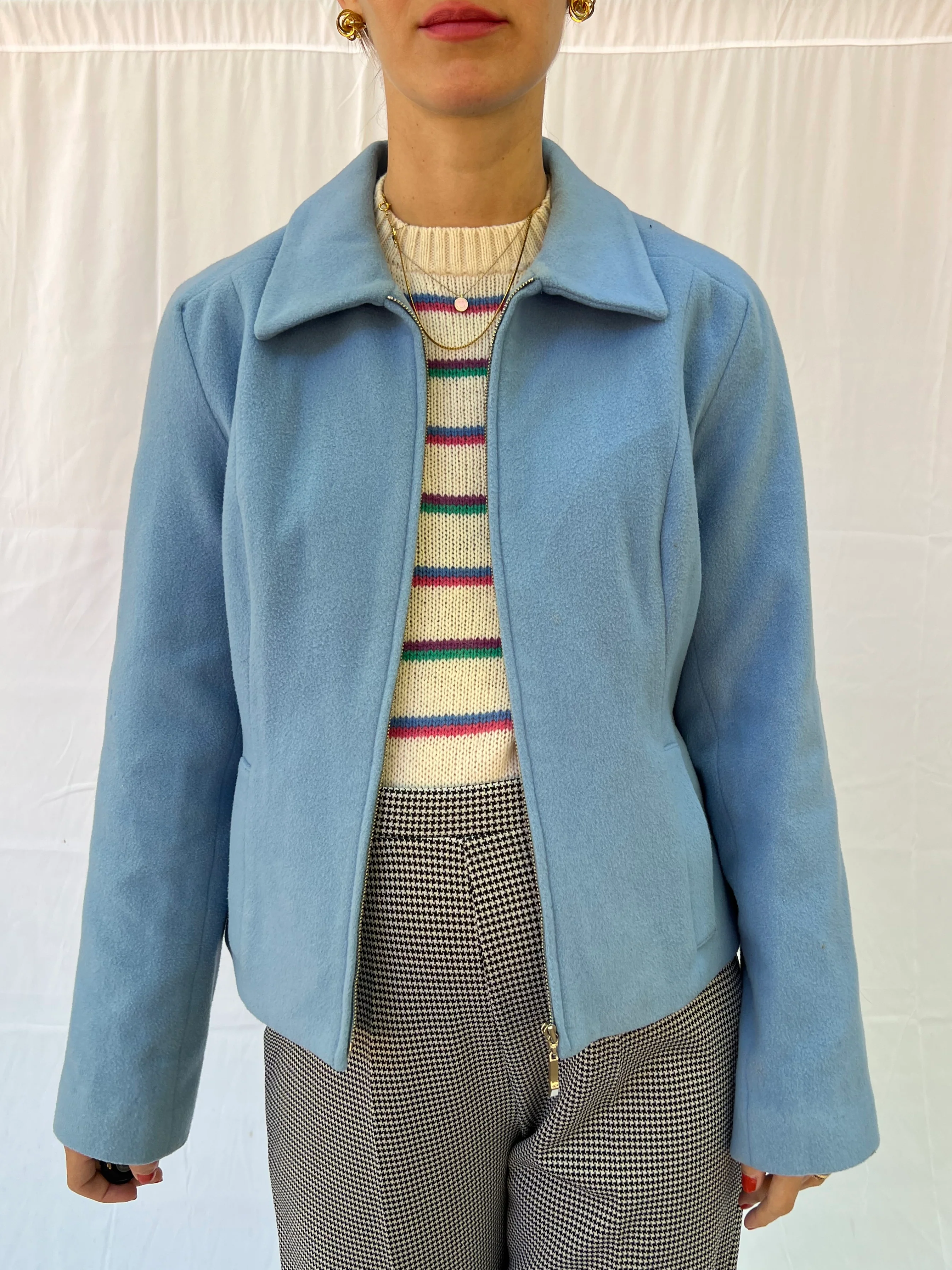 Soft Baby Blue Zip Up Jacket - Image 6