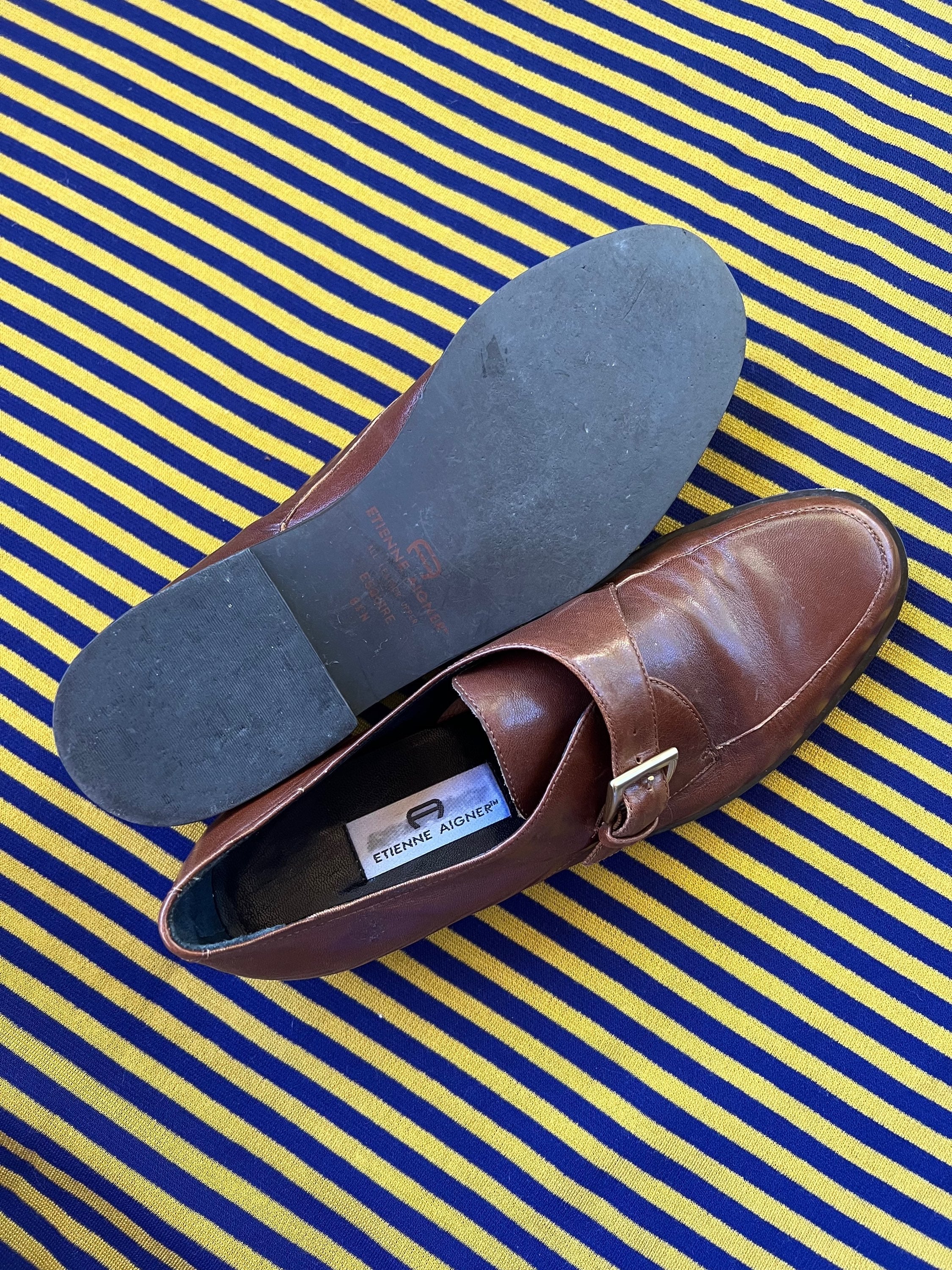 Soft Brown Leather Buckle Shoes 8. 5 - Image 10