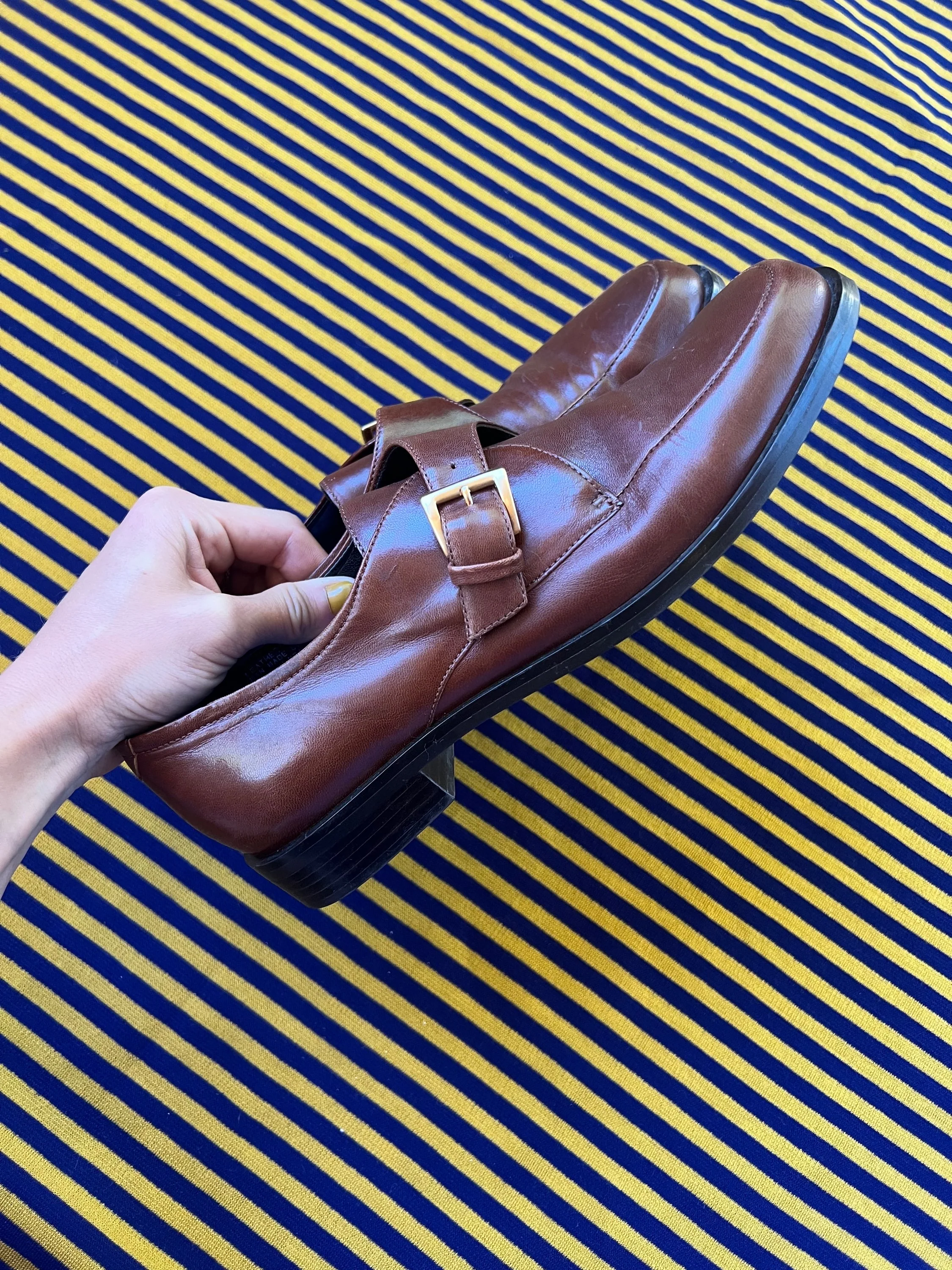 Soft Brown Leather Buckle Shoes 8. 5 - Image 2