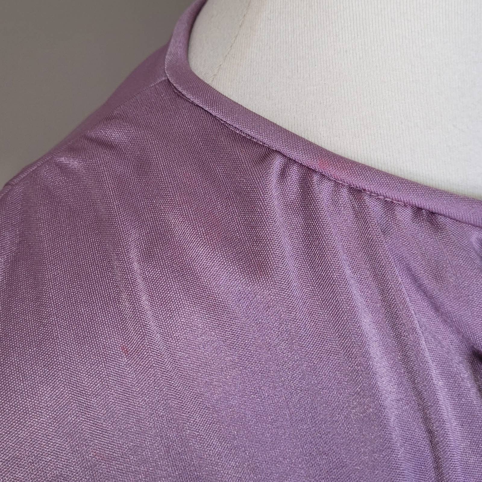 Soft Purple Gathered Long-Sleeved Dress with Front Tie - Sz. L by Stephan Casuals - Image 8
