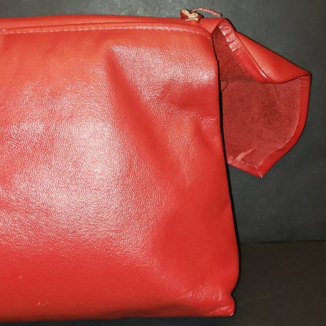 Soft Red Leather Flower Clutch Handbag - Image 14