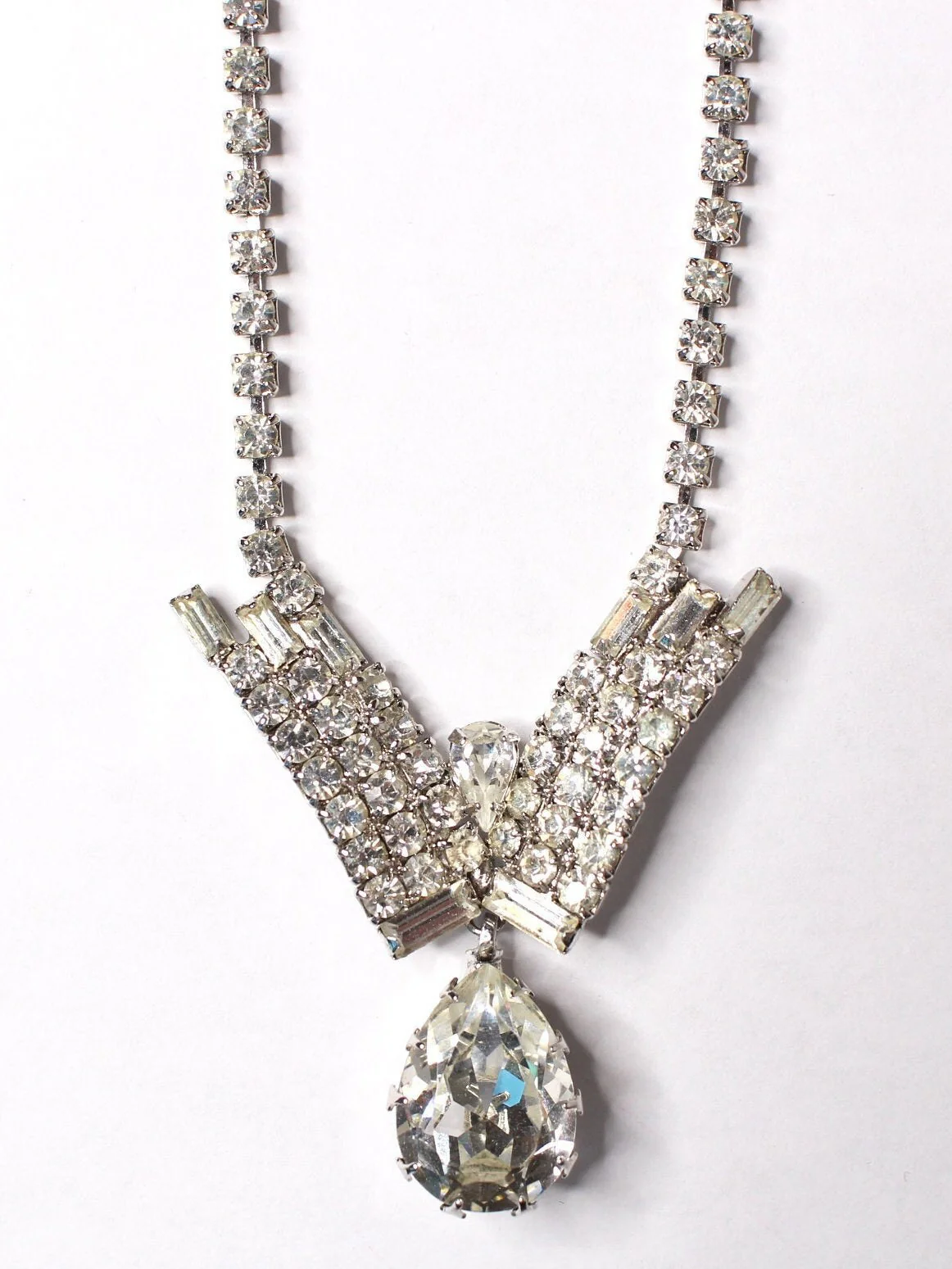 Sparkling 50s Art Deco Statement Necklace Crystal Rhinestone Art Nouveau Choker by Hattie Carnegie - Image 2