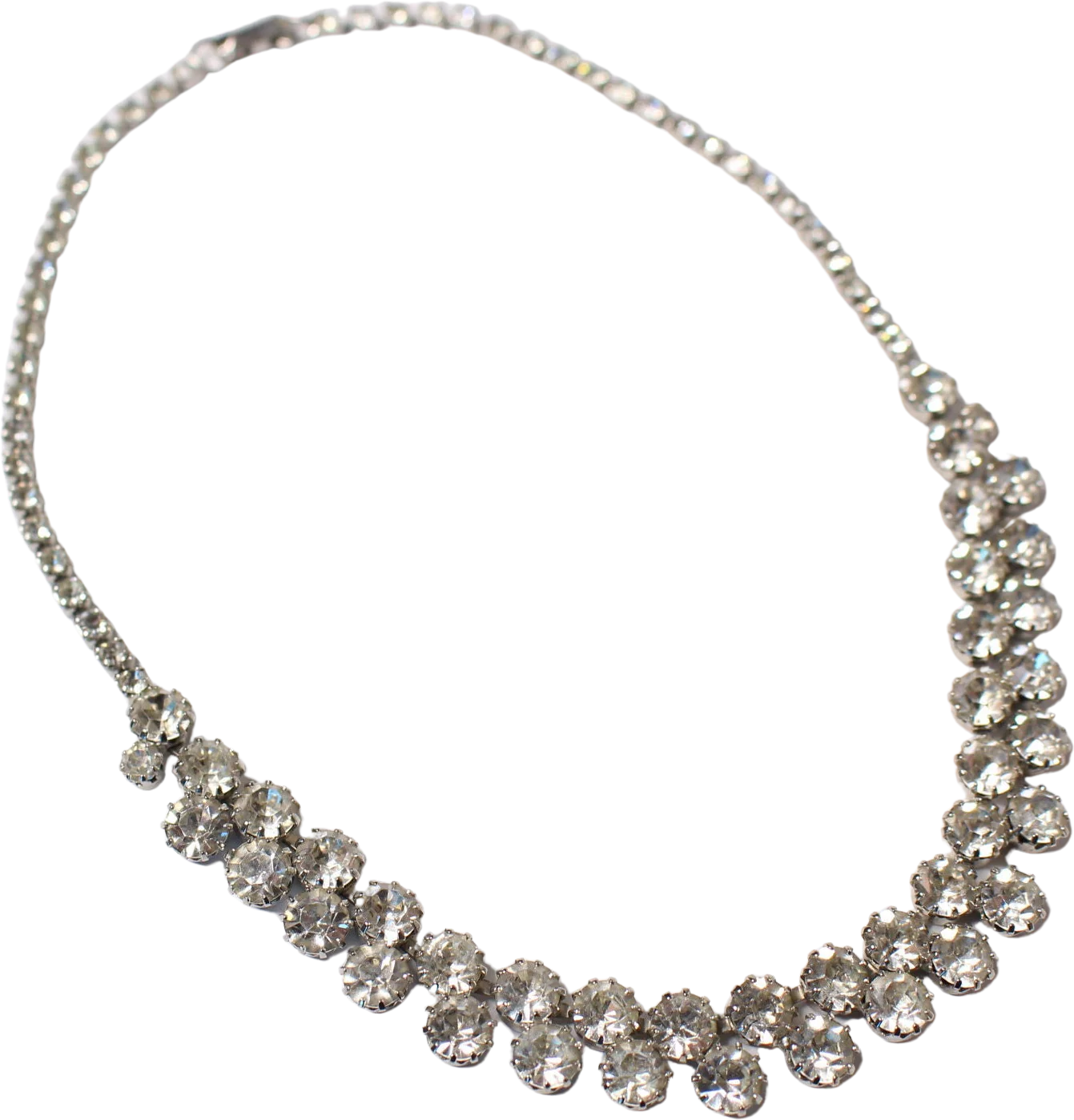 Sparkling 50s Art Deco Statement Necklace Crystal Rhinestone Art Nouveau Choker by Weiss