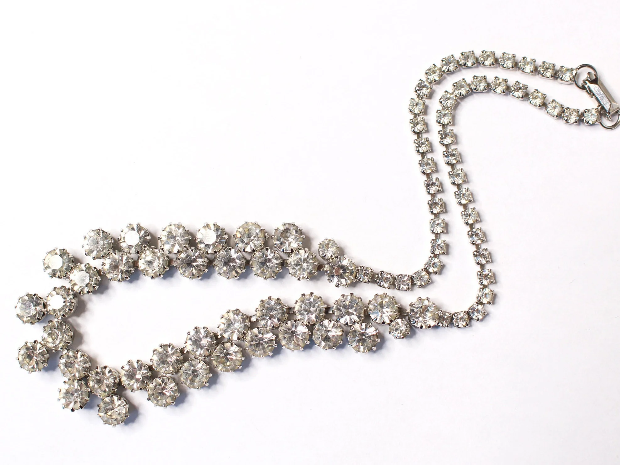 Sparkling 50s Art Deco Statement Necklace Crystal Rhinestone Art Nouveau Choker by Weiss - Image 2