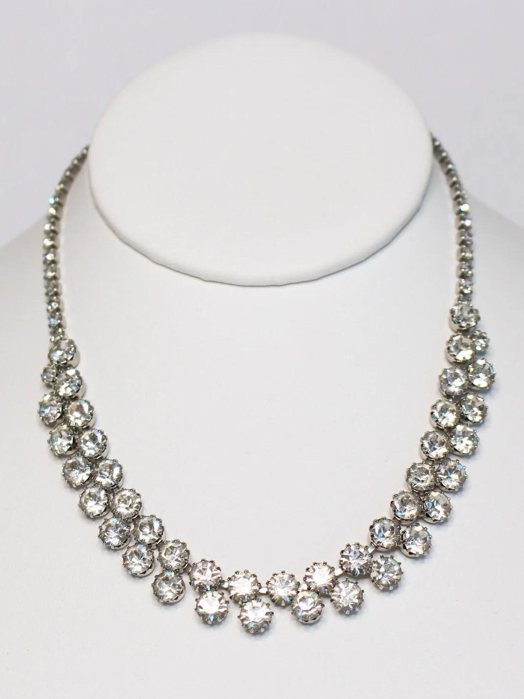 Sparkling 50s Art Deco Statement Necklace Crystal Rhinestone Art Nouveau Choker by Weiss - Image 3
