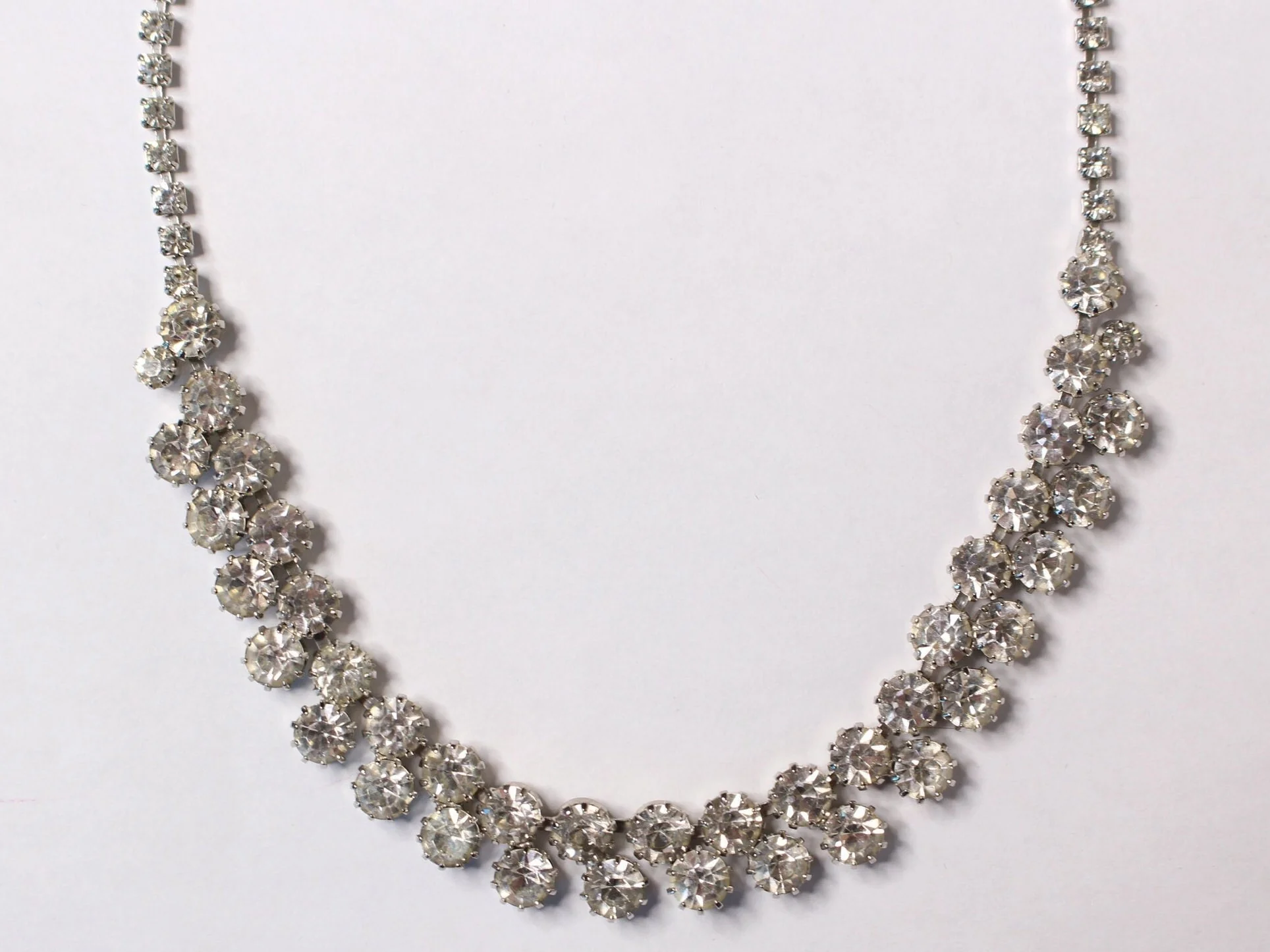 Sparkling 50s Art Deco Statement Necklace Crystal Rhinestone Art Nouveau Choker by Weiss - Image 4