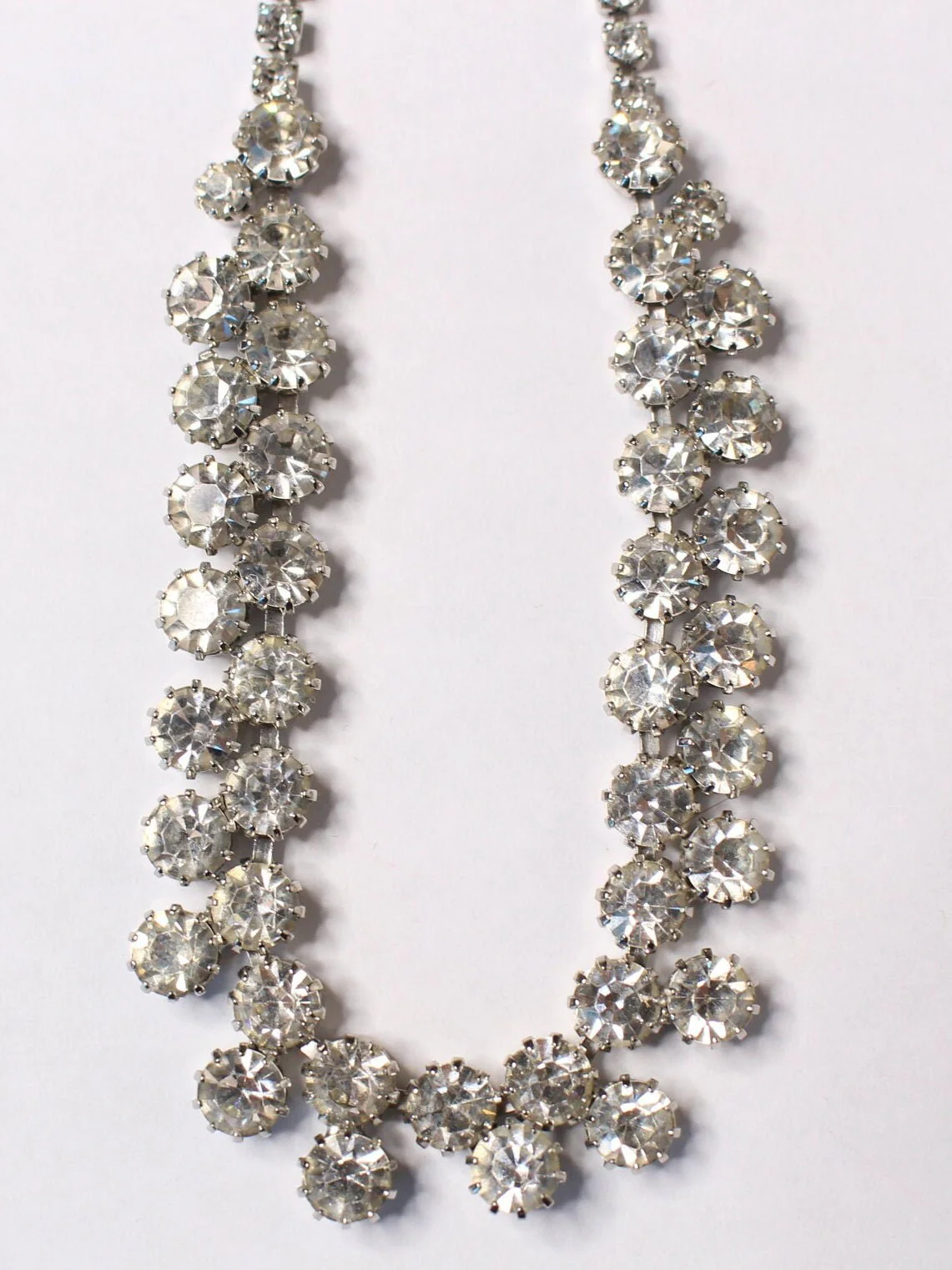 Sparkling 50s Art Deco Statement Necklace Crystal Rhinestone Art Nouveau Choker by Weiss - Image 5