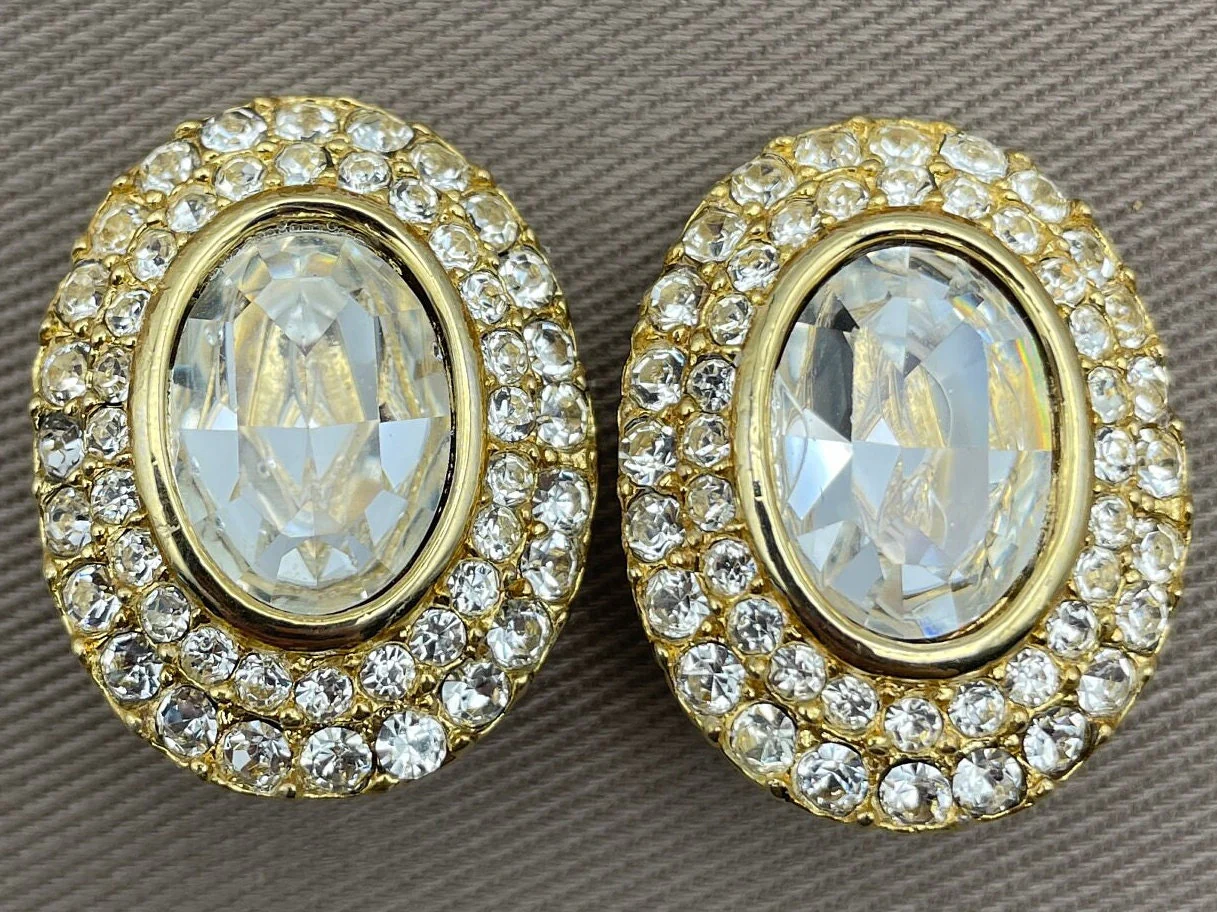Sparkling Crystal Diamante Clip On Statement Earrings - Image 2