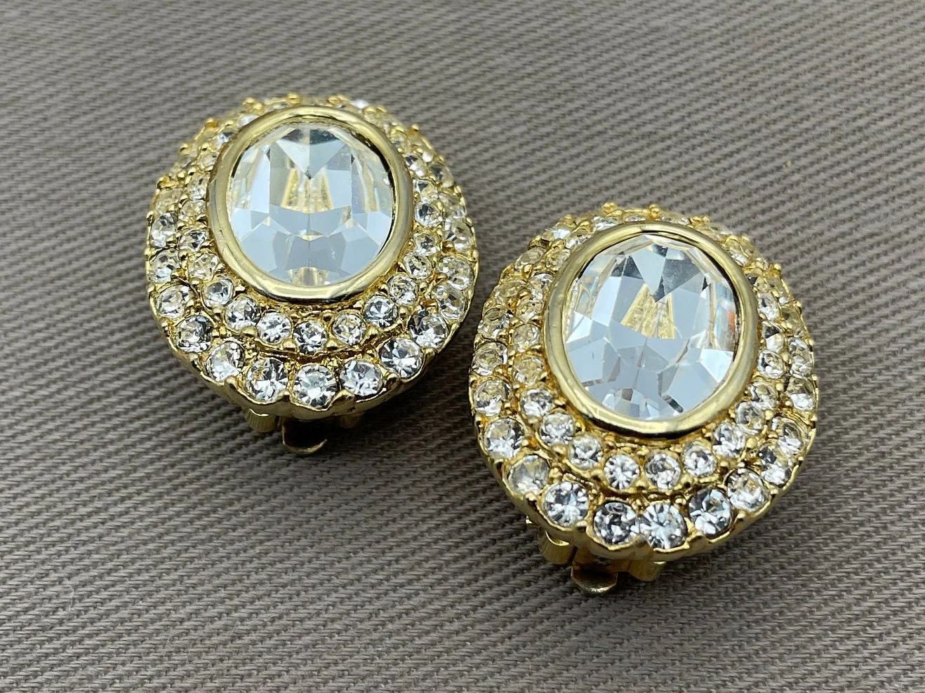Sparkling Crystal Diamante Clip On Statement Earrings - Image 3