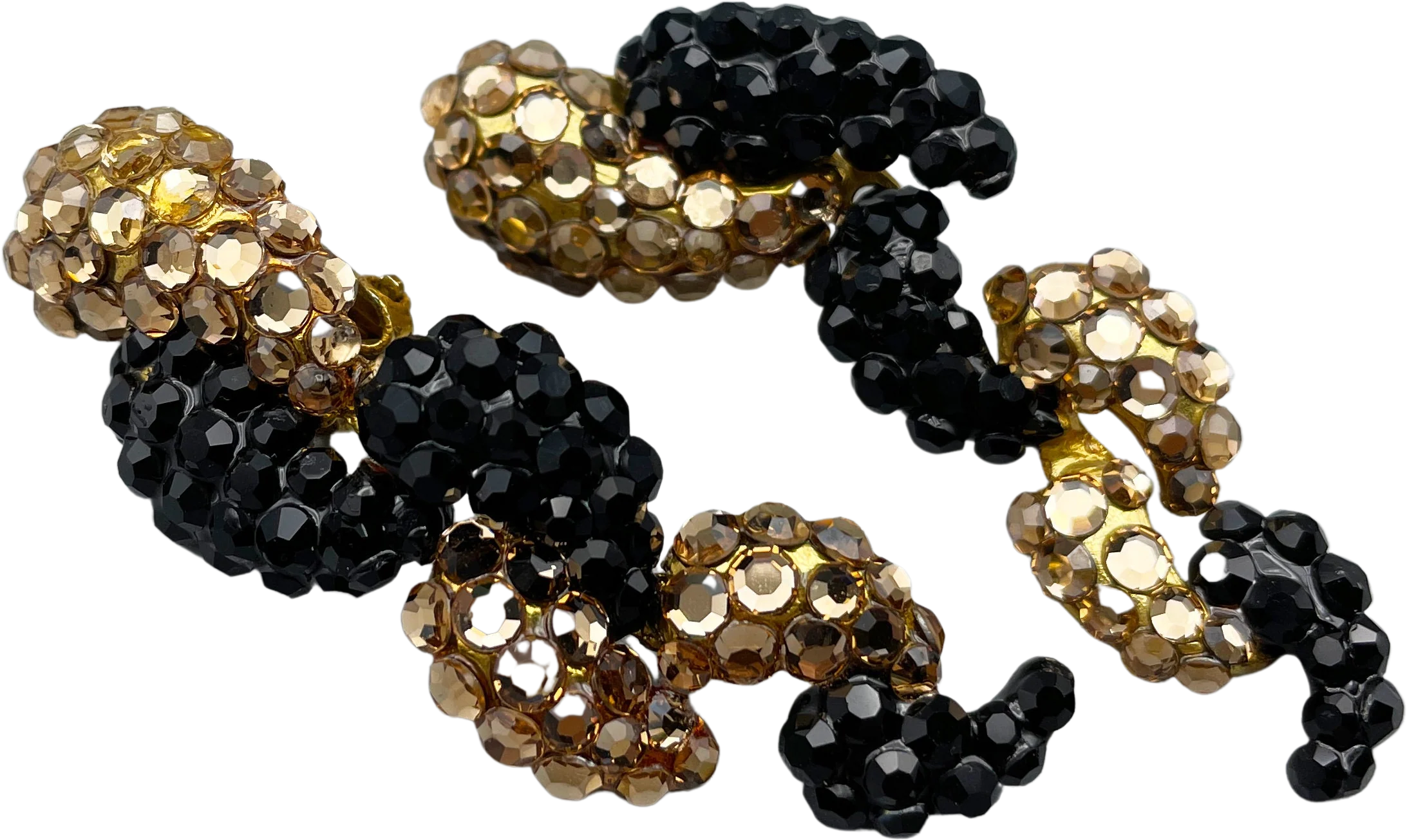 Sparkling Vintage Bellini Clip-On Statement Earrings Bellini by Formart Signed Vintage Runway Couture by Bellini By Formart