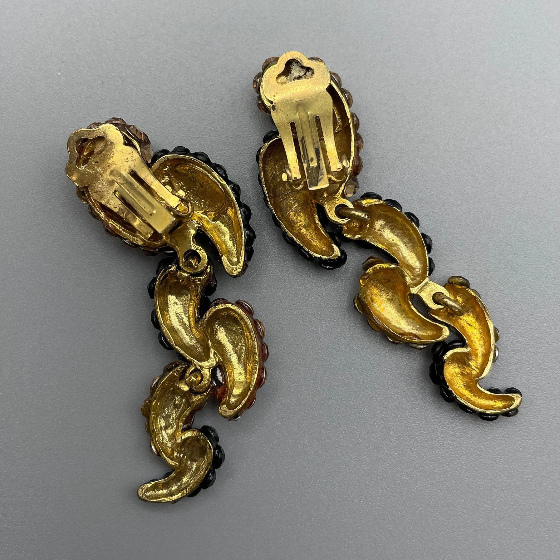 Sparkling Vintage Bellini Clip-On Statement Earrings Bellini by Formart Signed Vintage Runway Couture by Bellini By Formart - Image 4