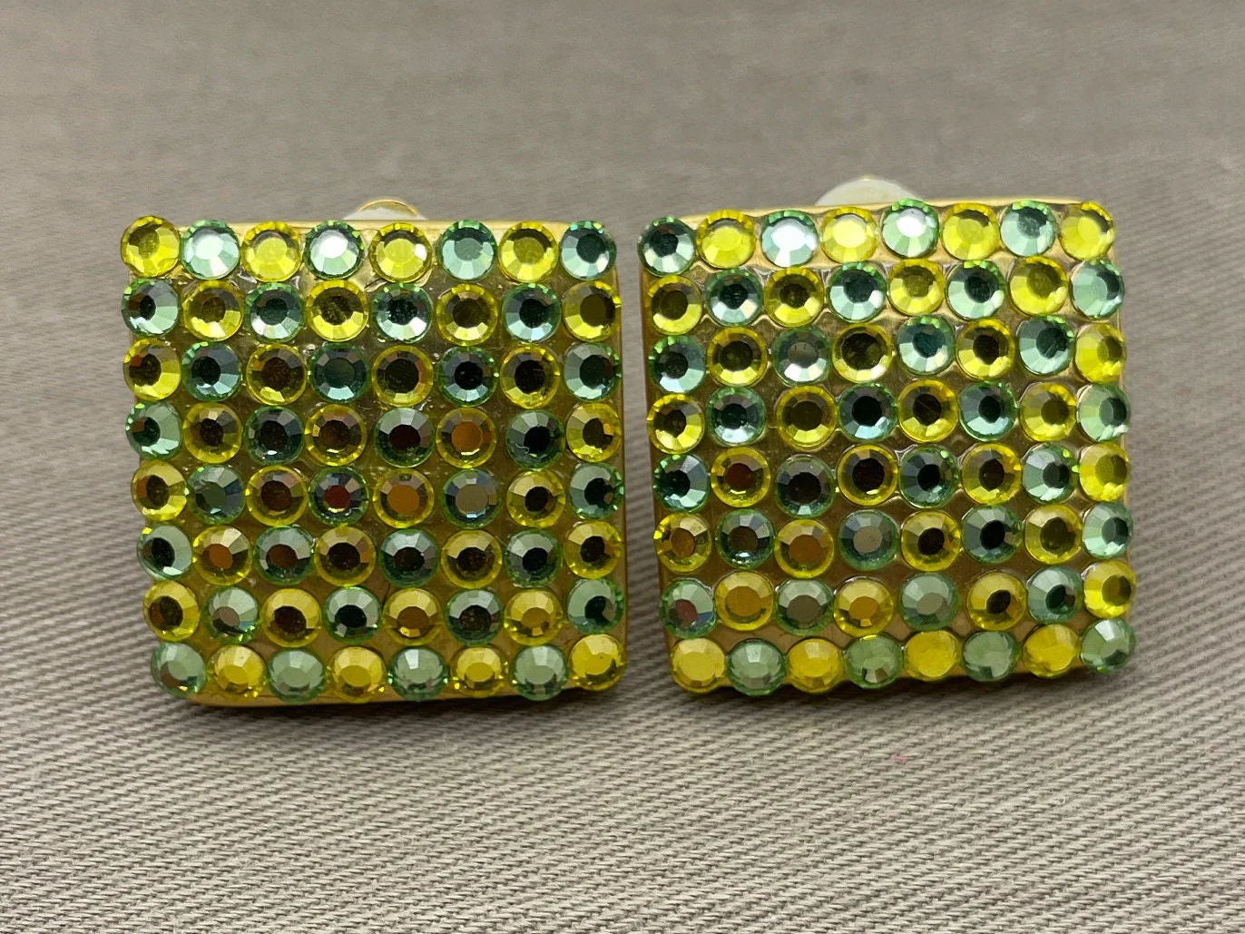 Sparkly Rhinestone Earrings Vintage Clip-On Statement Earrings - Image 2