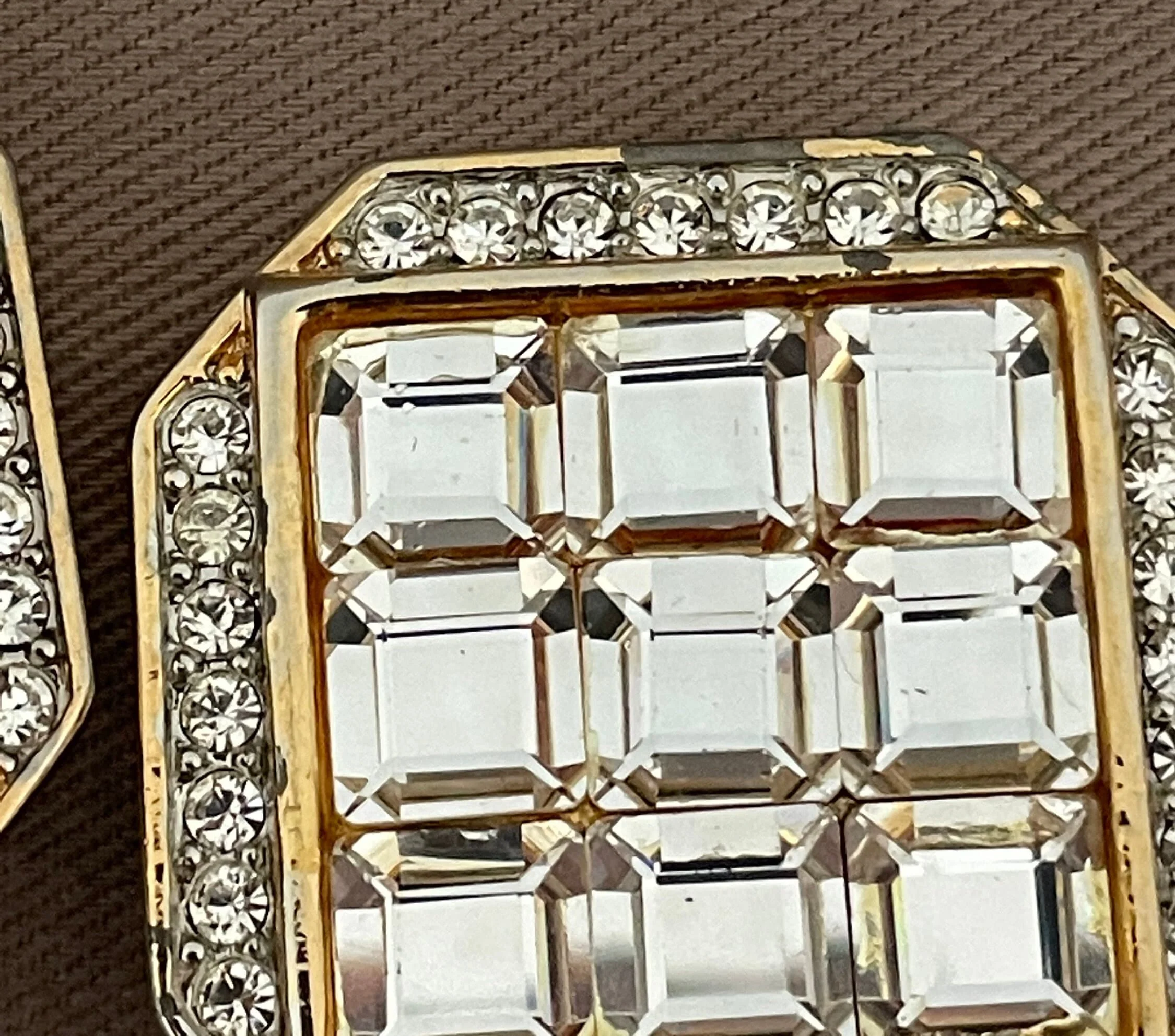 Spectacular Signed Deco Crystal Diamante Clip On Statement Earrings by Craft - Image 6