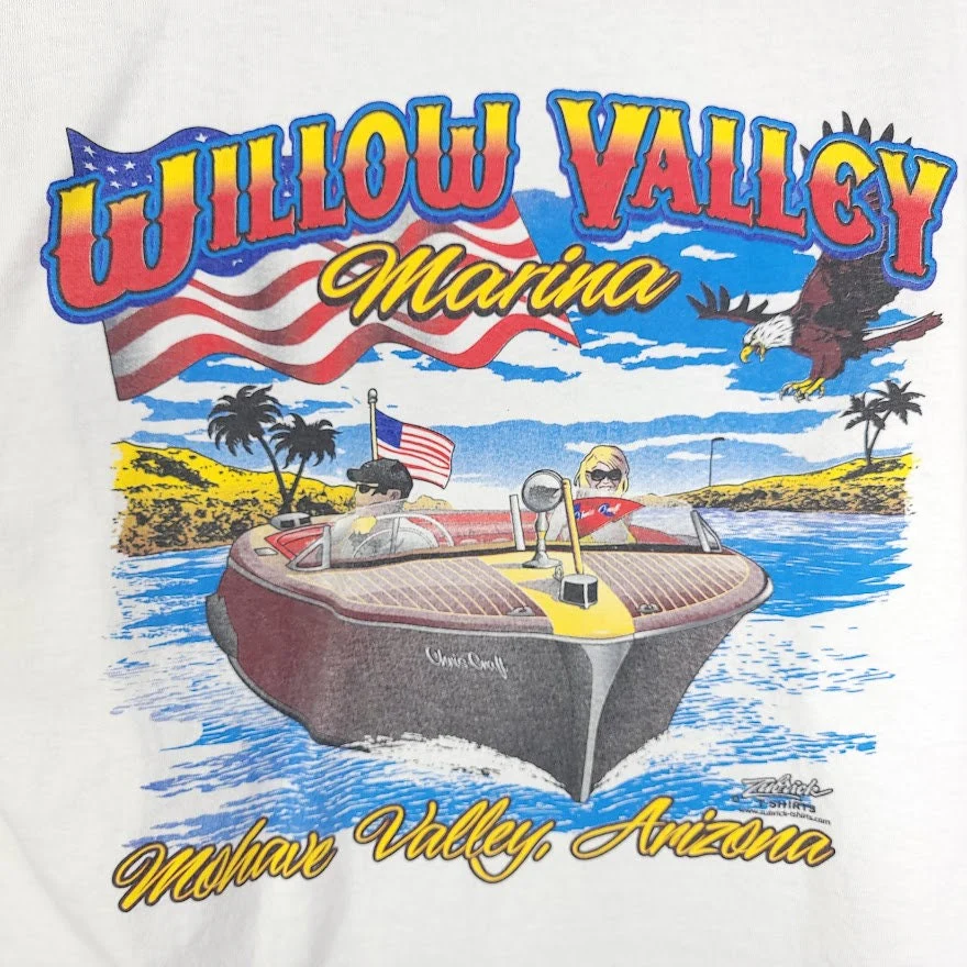 Speed Boat T-Shirt Vintage 00s Willow Valley Marina Mohave Valley Arizona Mens Size Xl - Image 4