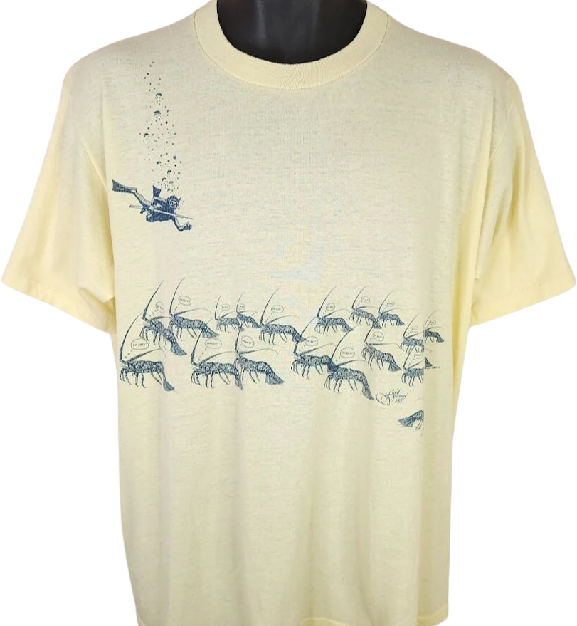 Spiny Lobster Fishing T-Shirt Vintage 80s St Maarten Netherlands Made In Usa Mens Size Large