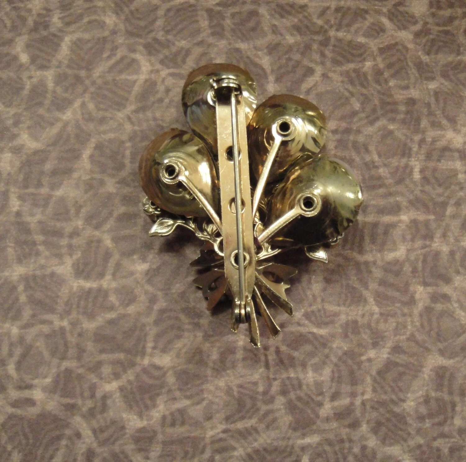 Spray of Flowers Brooch with Various Purple Rhinestones and Opaque Beads 2 by 1 and 1/2 Inch, Late 30s Or Early 40s - Image 9