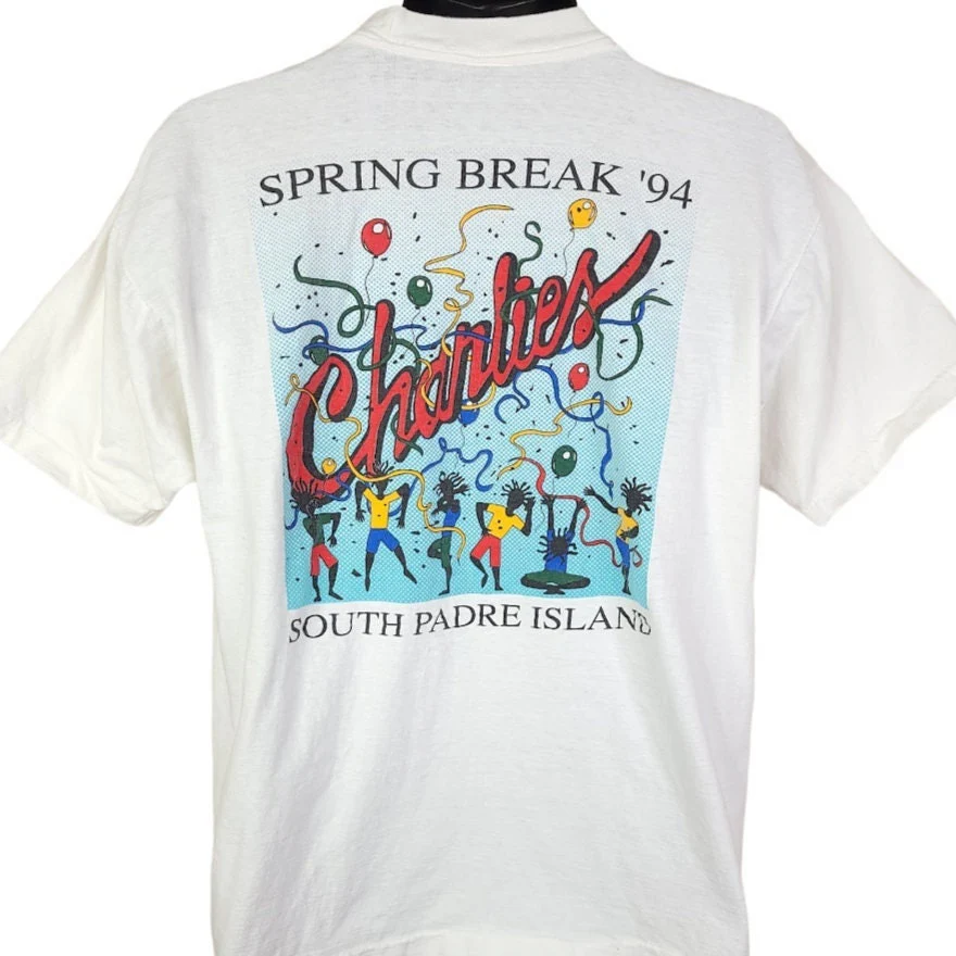 Spring Break T-Shirt Vintage 90s 1994 South Padre Island Charlies Texas Mens Size Large - Image 2
