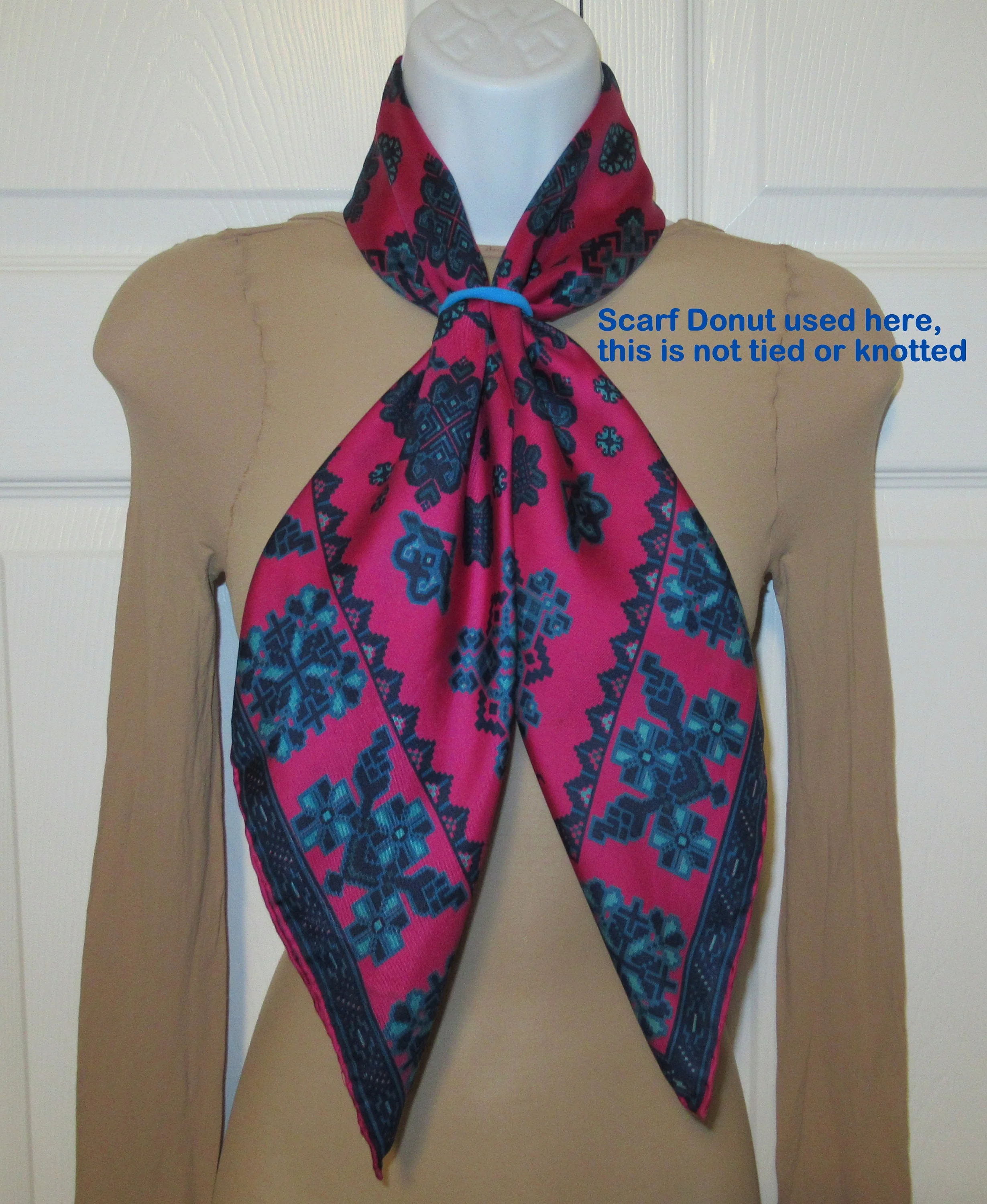 Square Silk Scarf 29 Inch Bright Pink, Navy Blue and Teal Tetris-Inspired Shapes, Very Puffy Hand Rolled Edges, Chic Vintage by Richard Allan - Image 8