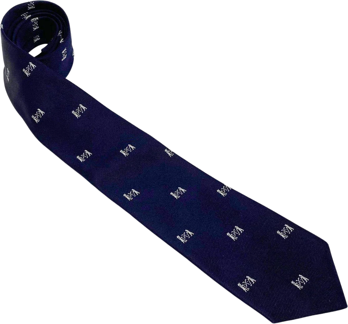 Square Vintage Navy Blue Hockey Themed Tie by Simon's Copley Square