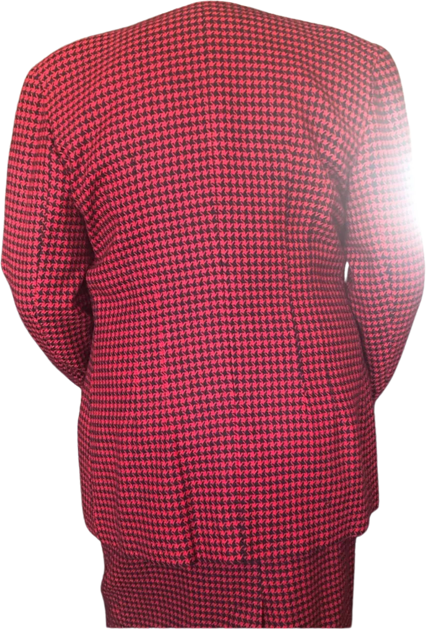 Red And Black Wool Plaid Skirt Suit By Christian Dior - Image 2