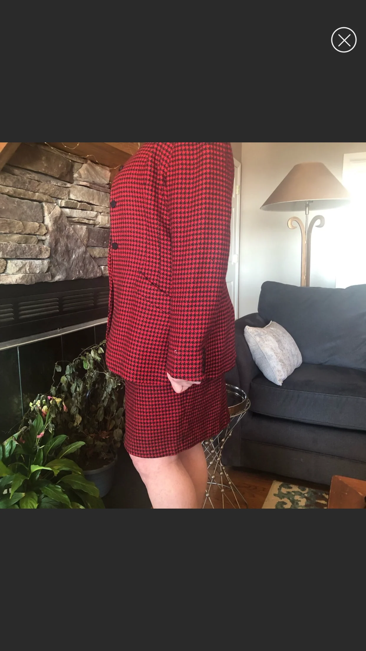 Red And Black Wool Plaid Skirt Suit By Christian Dior - Image 3