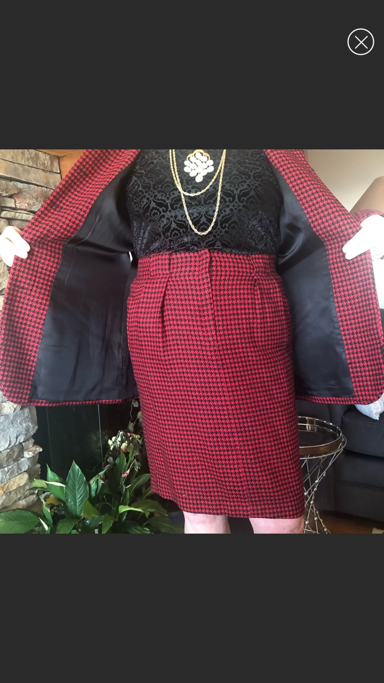 Red And Black Wool Plaid Skirt Suit By Christian Dior - Image 5