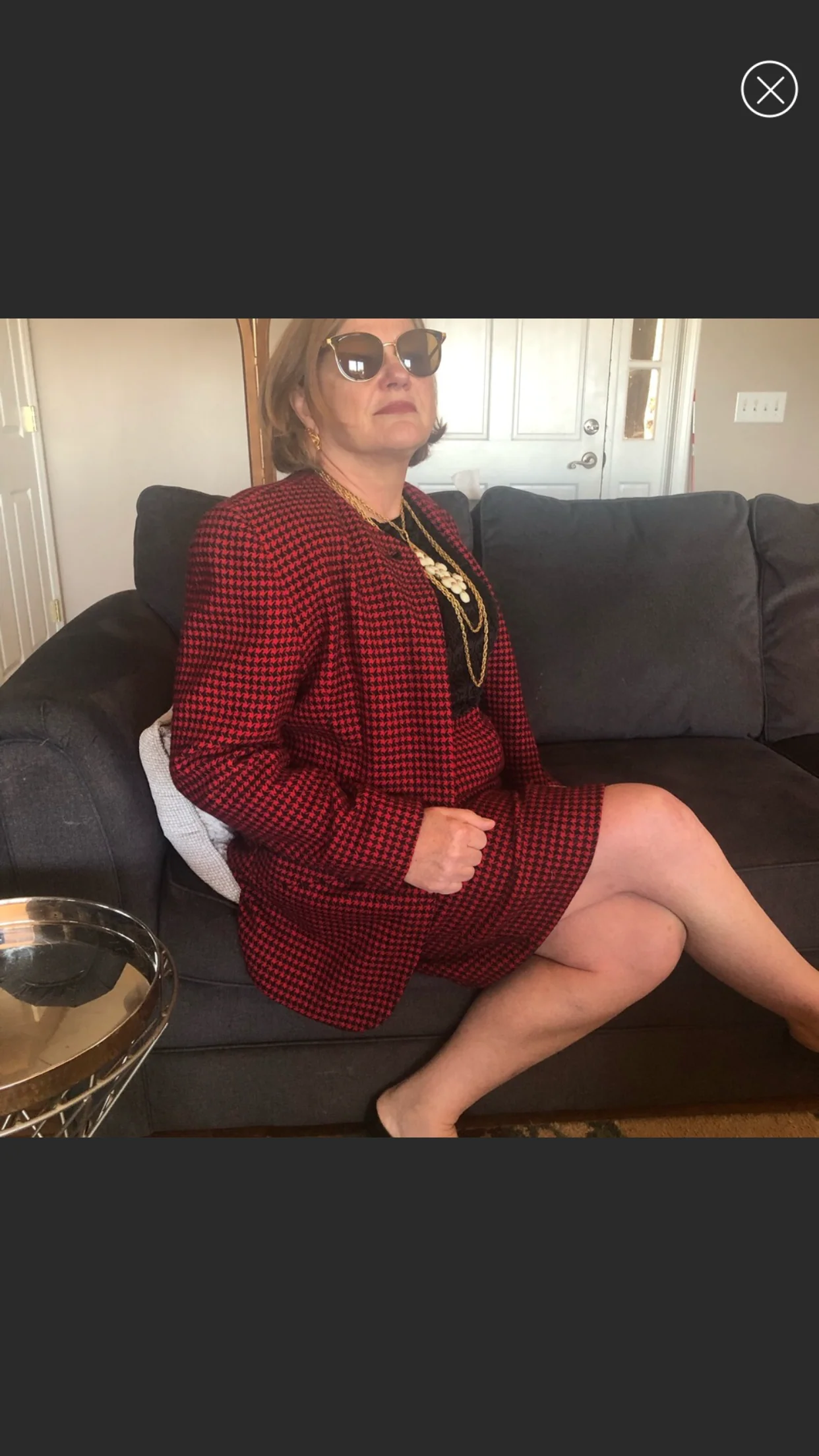 Red And Black Wool Plaid Skirt Suit By Christian Dior - Image 6