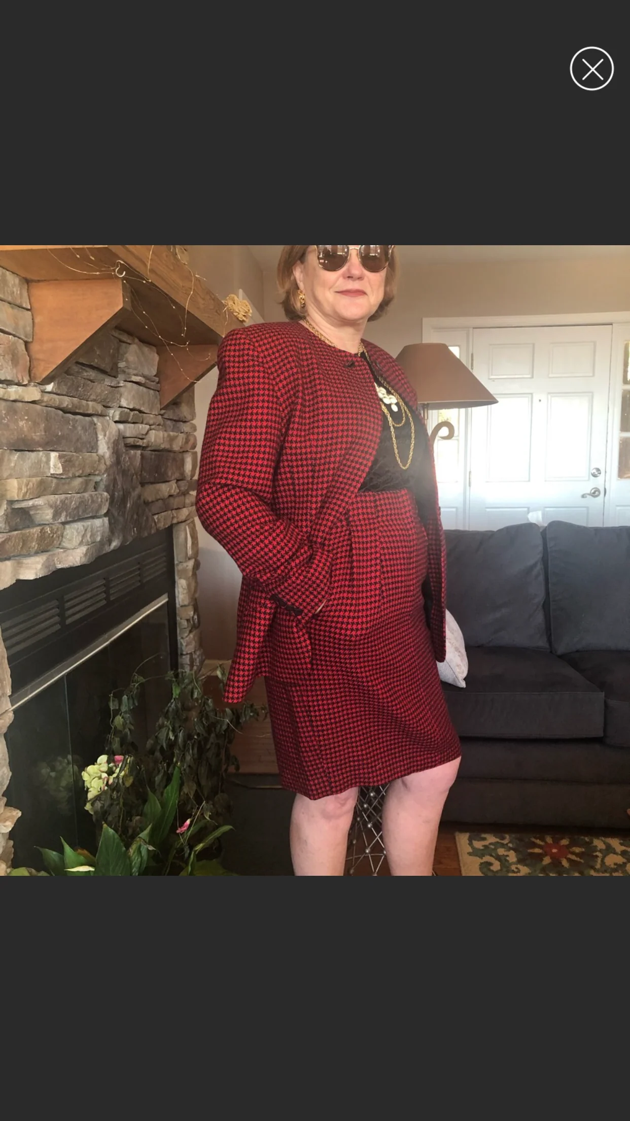 Red And Black Wool Plaid Skirt Suit By Christian Dior - Image 7