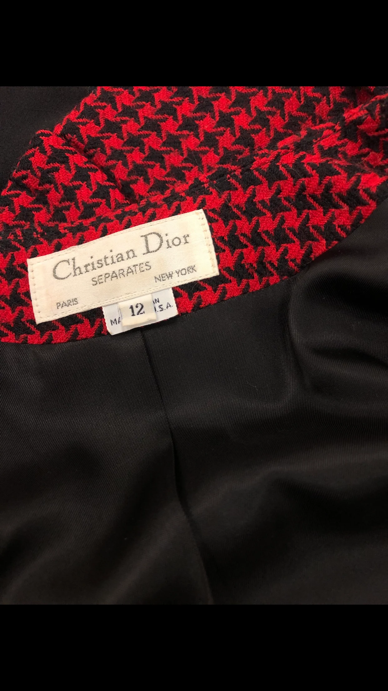 Red And Black Wool Plaid Skirt Suit By Christian Dior - Image 8