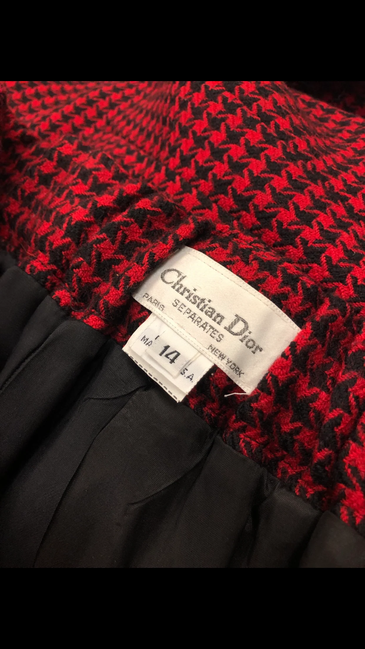 Red And Black Wool Plaid Skirt Suit By Christian Dior - Image 9