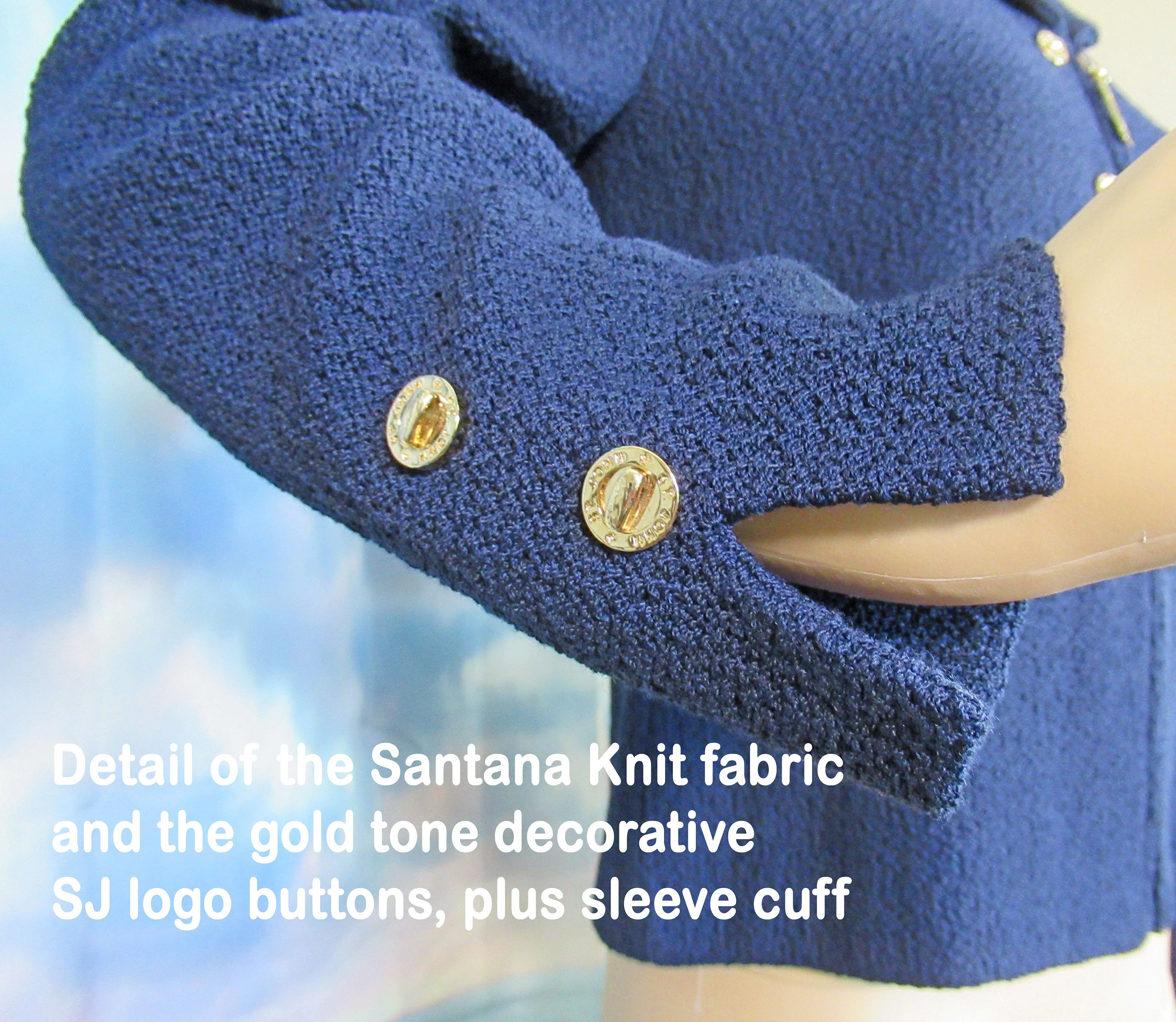 St John Jacket Collection by Marie Gray Navy Blue Santana Knit Zip Front Sj Logo Tab Gold Metal Buttons by St John - Image 10
