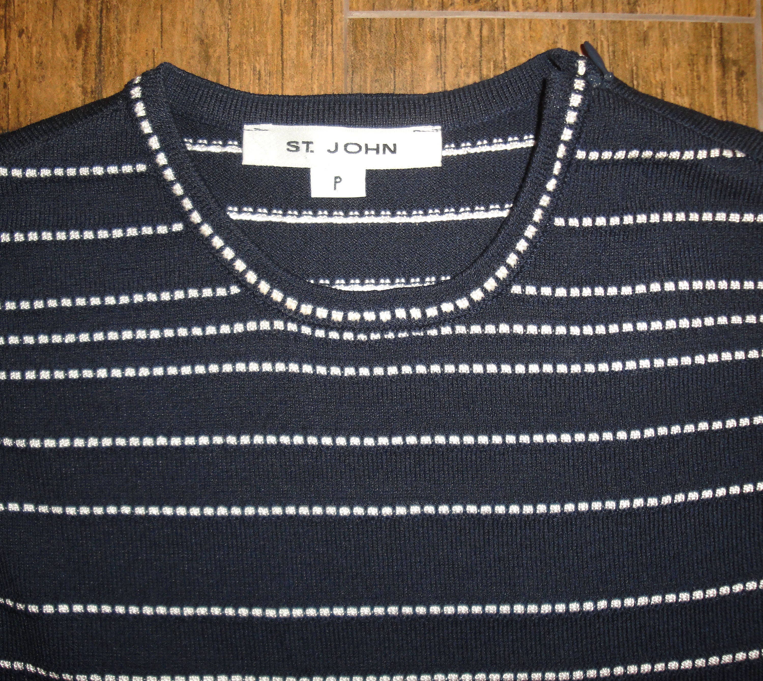 St John Knit Tank Top by Marie Gray Santana Navy Blue and White Stripe High Neck Sjk Petite with Tag Vintage by St John by St John - Image 10