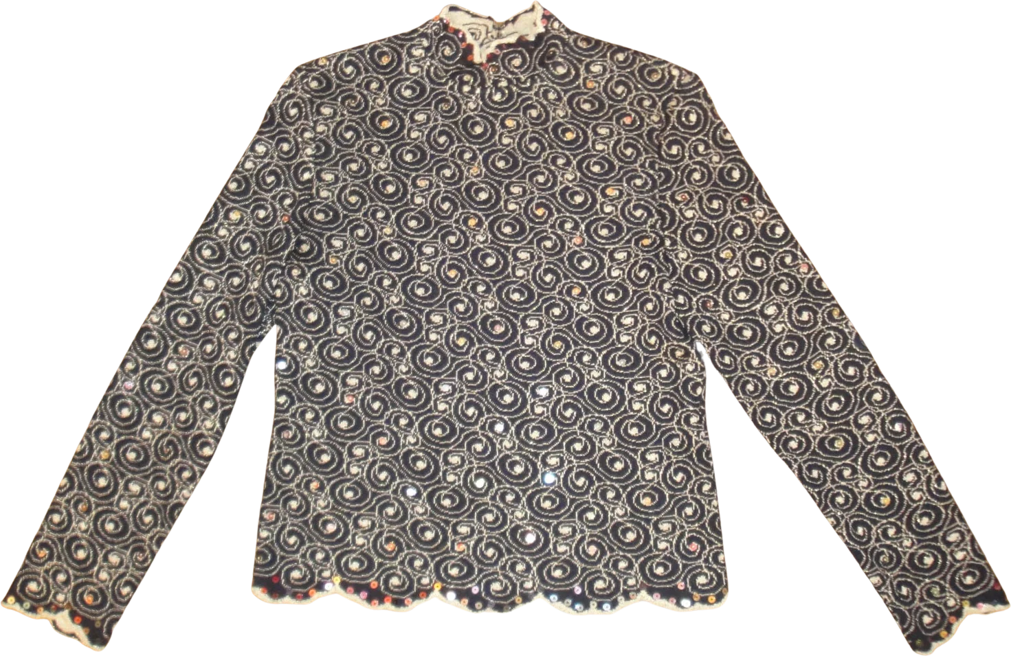 St John Pullover Sweater Knit Marie Gray Long Sleeve Event Ready Sweater Blackgold and Sequins Vintage Made Usa by St John