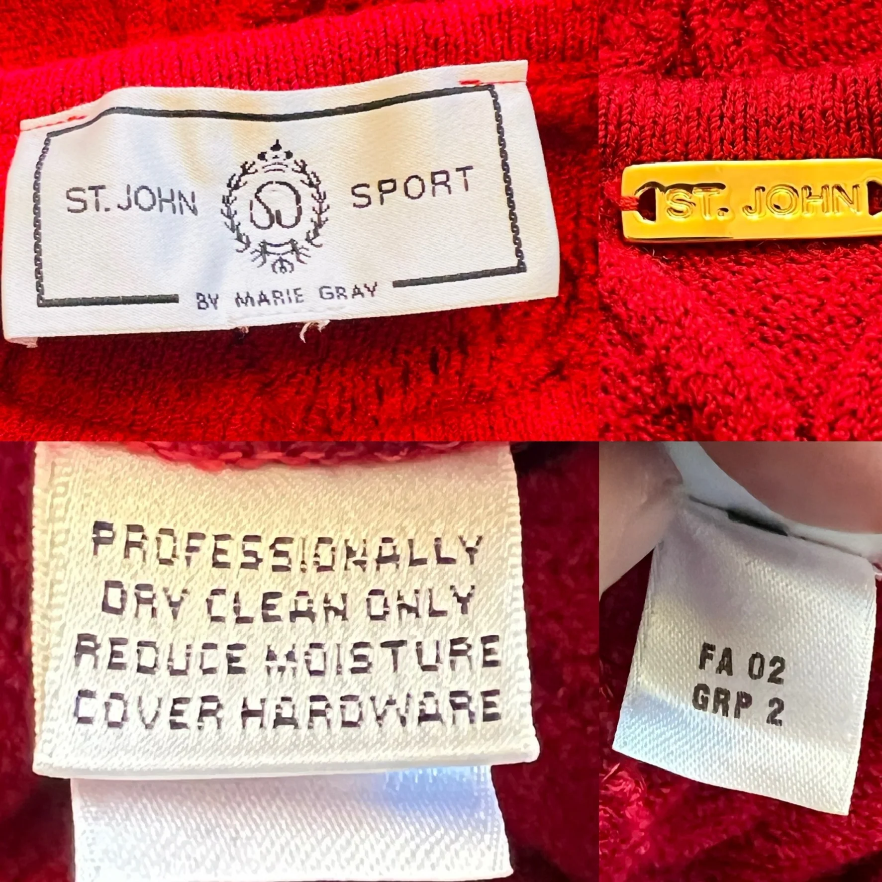 Vintage Crop Waffle Knit Sweater Red by St. John - Image 6