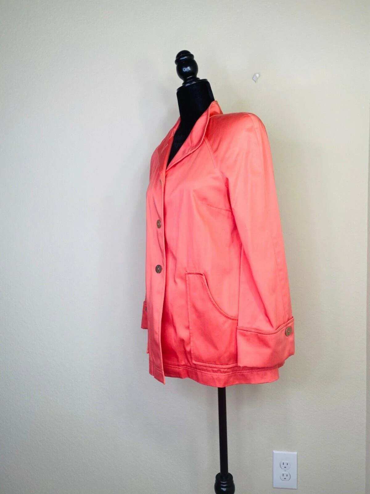 St. John Sport Stretch Womens Coral Button Up Cotton Blazer Jacket by St. John - Image 7