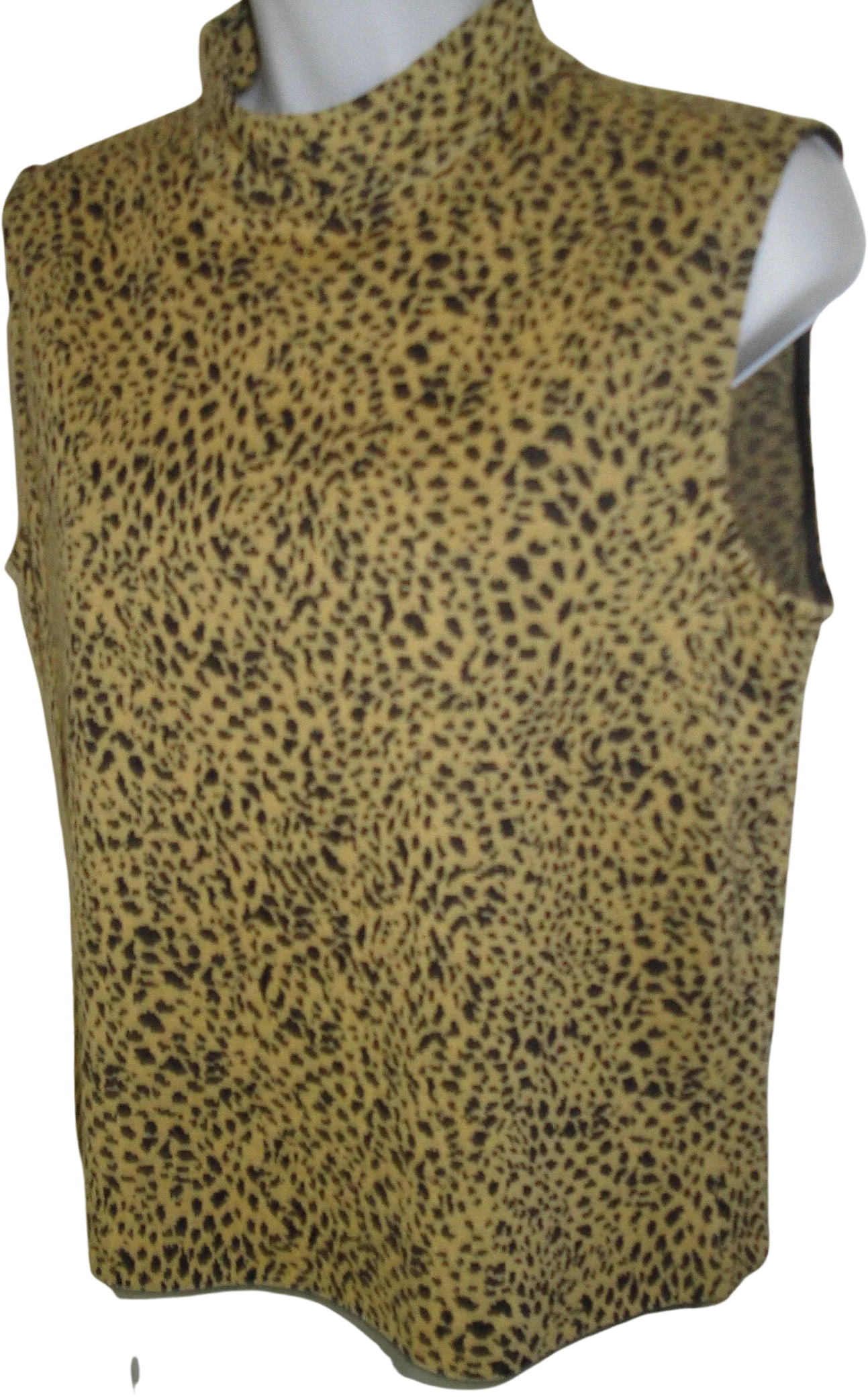St John Tank Top by Marie Gray Santana Knit Cheetah Print Versatile Vintage High Neck Side Zipper by St John